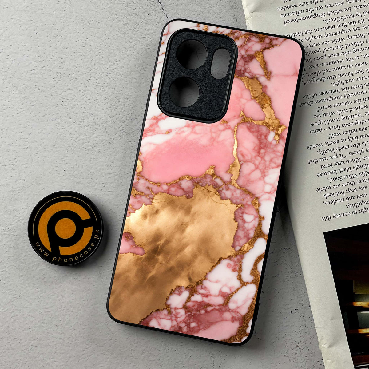Oppo Reno 14F 5G - Pink Marble 2.0 Series - Premium Metal Printed Soft Bumper Shockproof Case