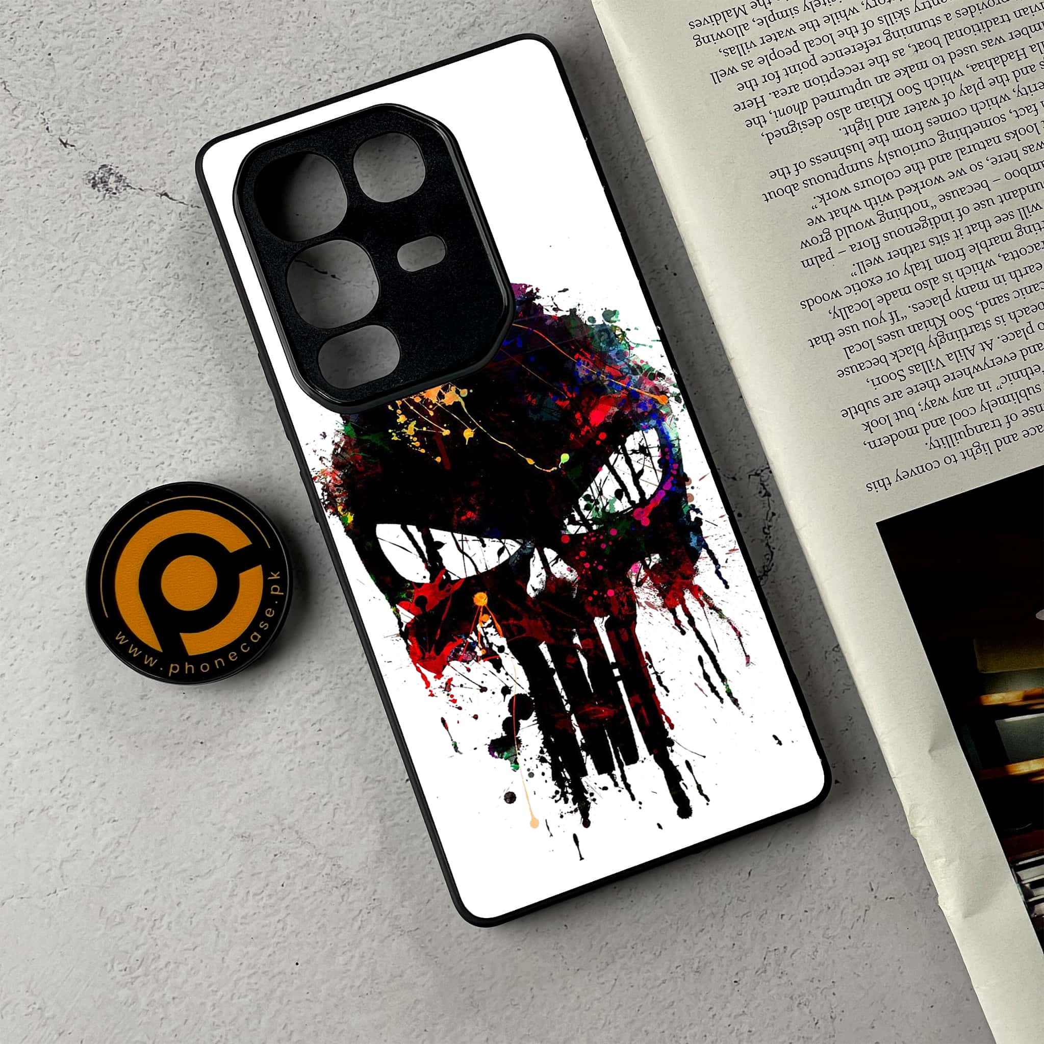 Infinix Note 50 Pro Plus - Punisher Skull Design - Premium Metal Printed Soft Bumper Shockproof Case