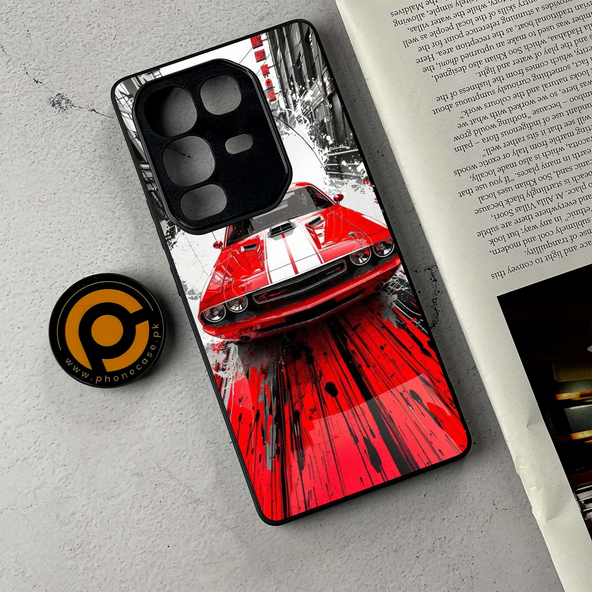 Infinix Note 50 Pro Plus - Red Muscle Car Thrill - Premium Metal Printed Soft Bumper Shockproof Case