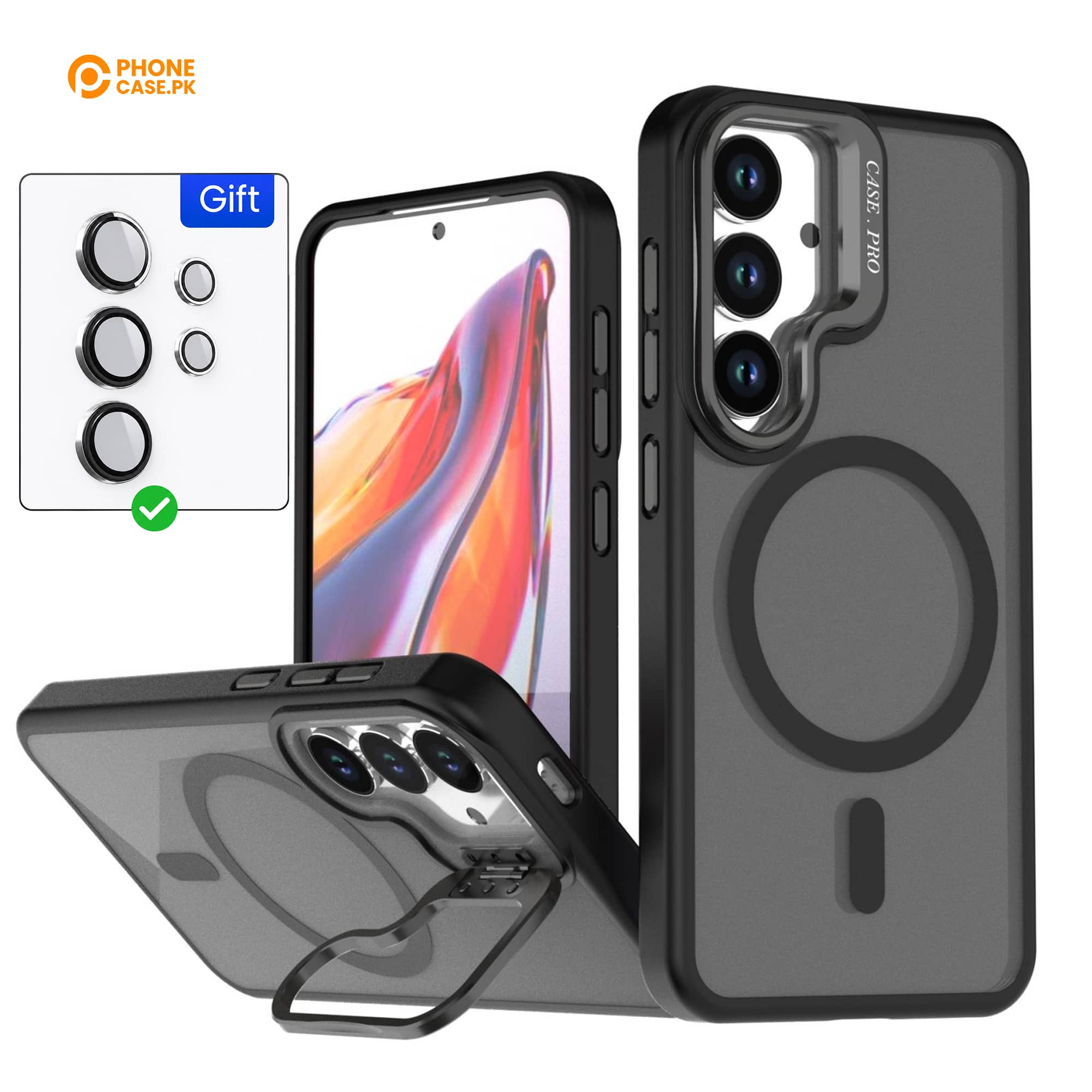 Galaxy S26 - Linex Matte Magnetic Lens Holder Case with Metal Lens Kit