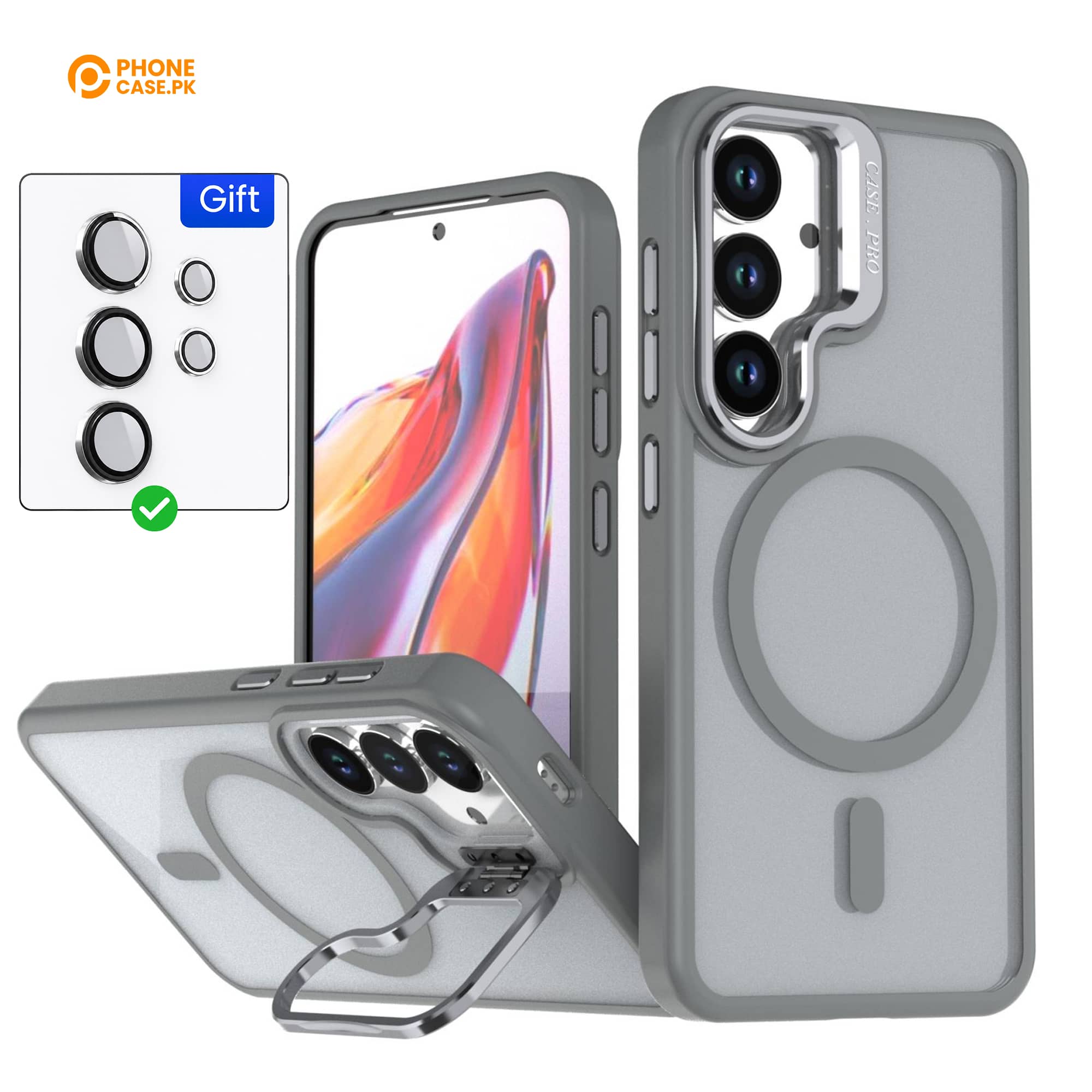 Galaxy S26 - Linex Matte Magnetic Lens Holder Case with Metal Lens Kit