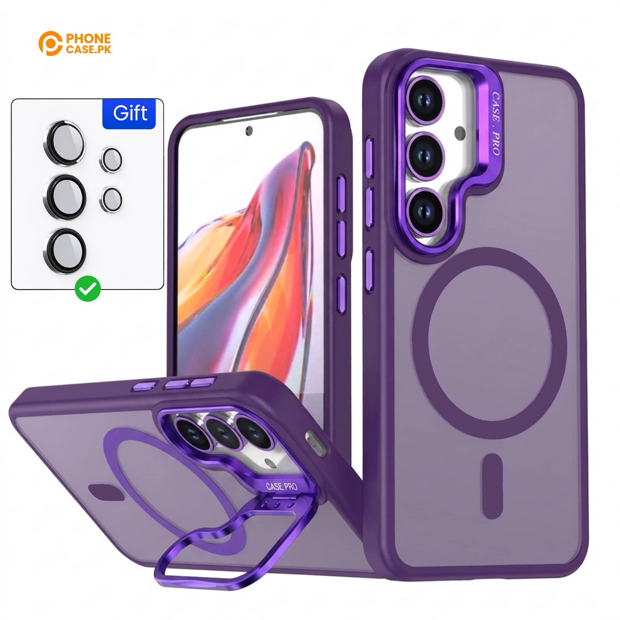 Galaxy S26 - Linex Matte Magnetic Lens Holder Case with Metal Lens Kit