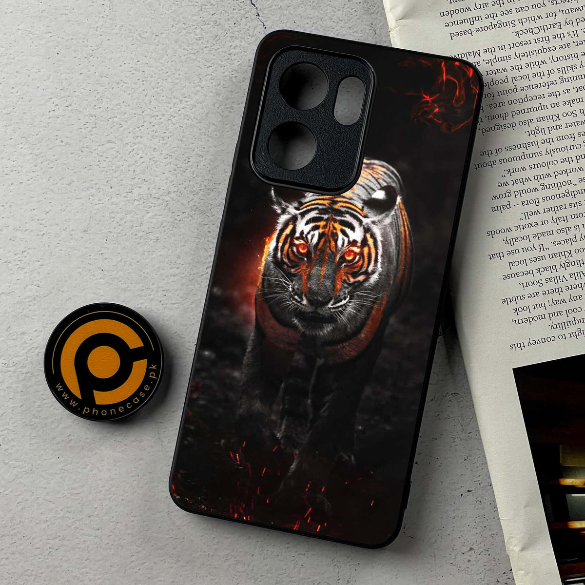 Oppo Reno 14F 5G - Tiger Series - Premium Metal Printed Soft Bumper Shockproof Case