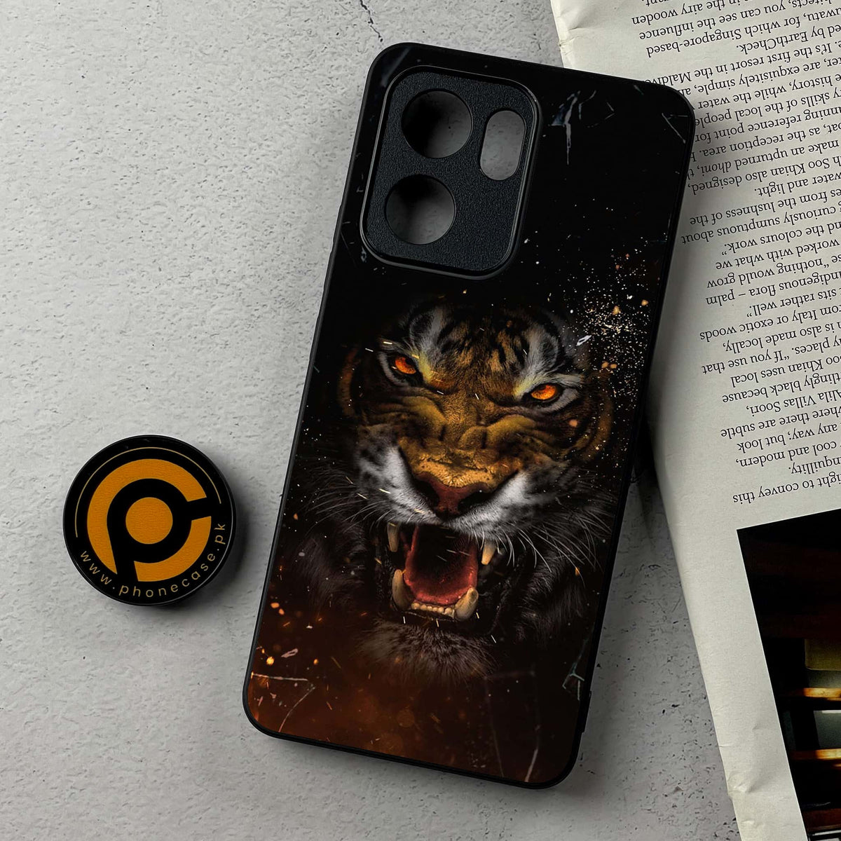 Oppo Reno 14F 5G - Tiger Series - Premium Metal Printed Soft Bumper Shockproof Case