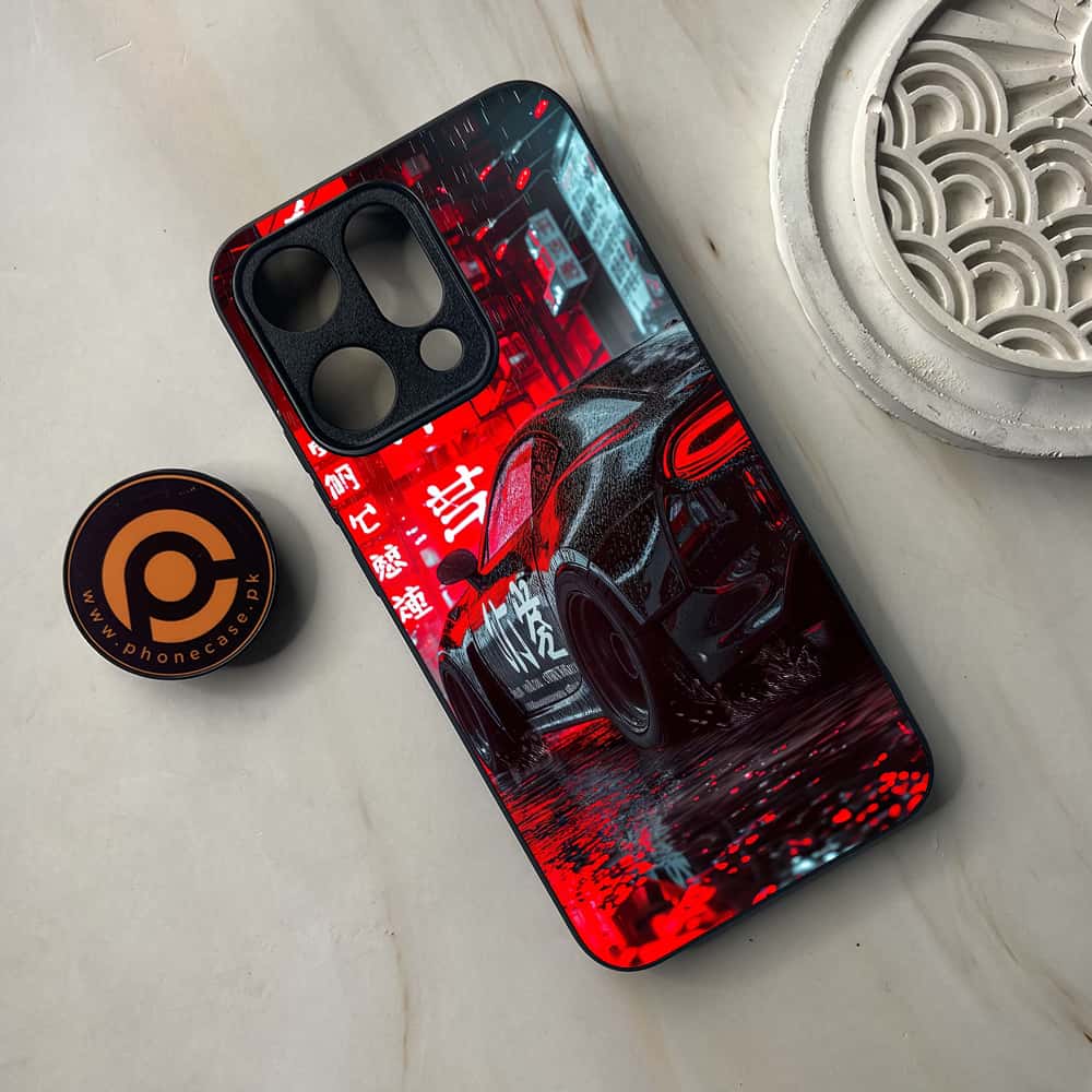 Oppo Reno 14 5G - Tokyo Dark Night Racing Car - Premium Metal Printed soft Bumper shock Proof Case