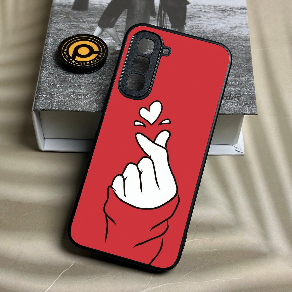 Infinix Hot 70 - Finger Heart Bts - Premium Metal Printed Soft Bumper Shock Proof Case