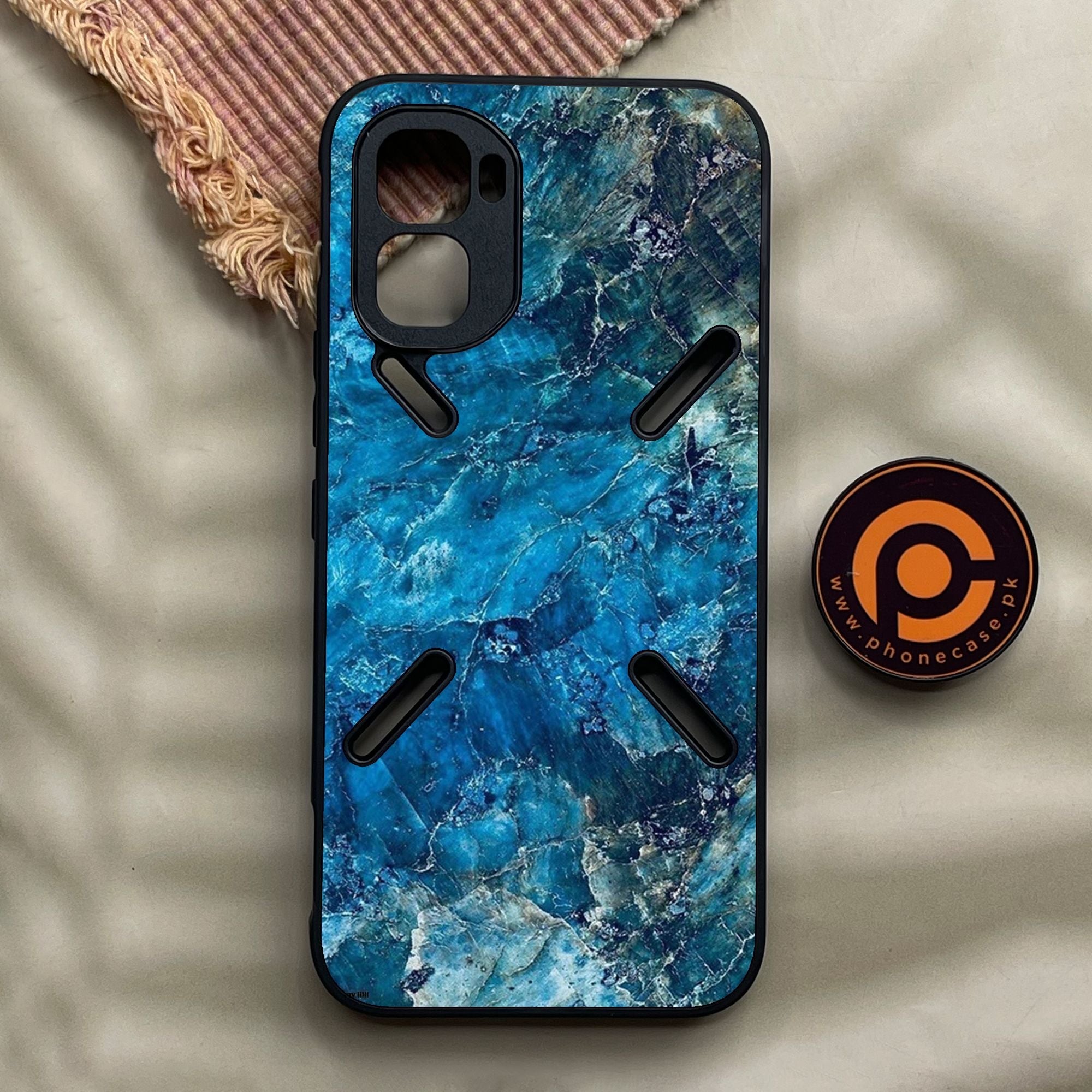 Infinix GT 50 Pro - Blue Marble Design 10 - Premium Metal Printed Soft Bumper Shock Proof Case