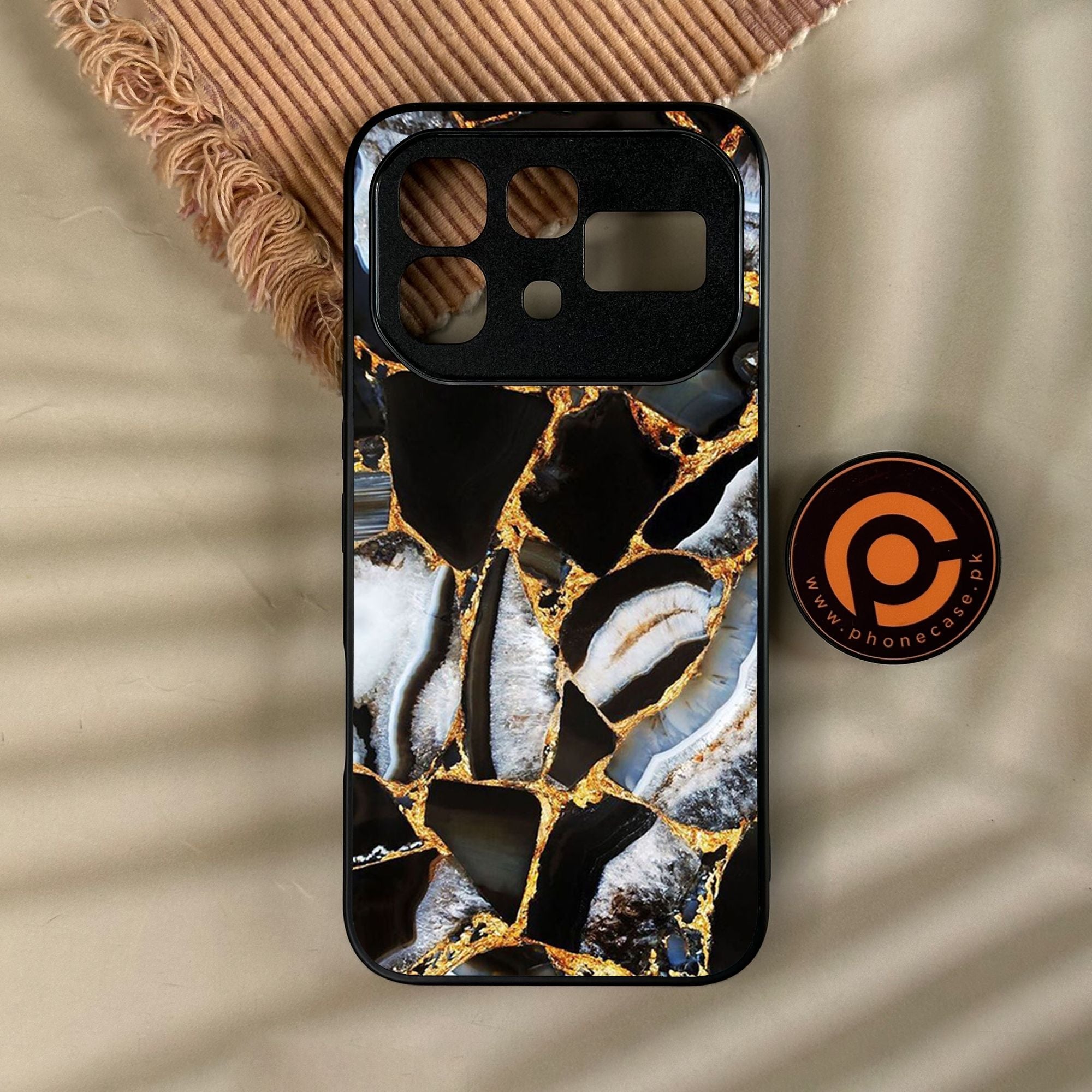 Infinix Note 60 - Black Marble Design 5 - Premium Metal Printed Soft Bumper Shock Proof Case