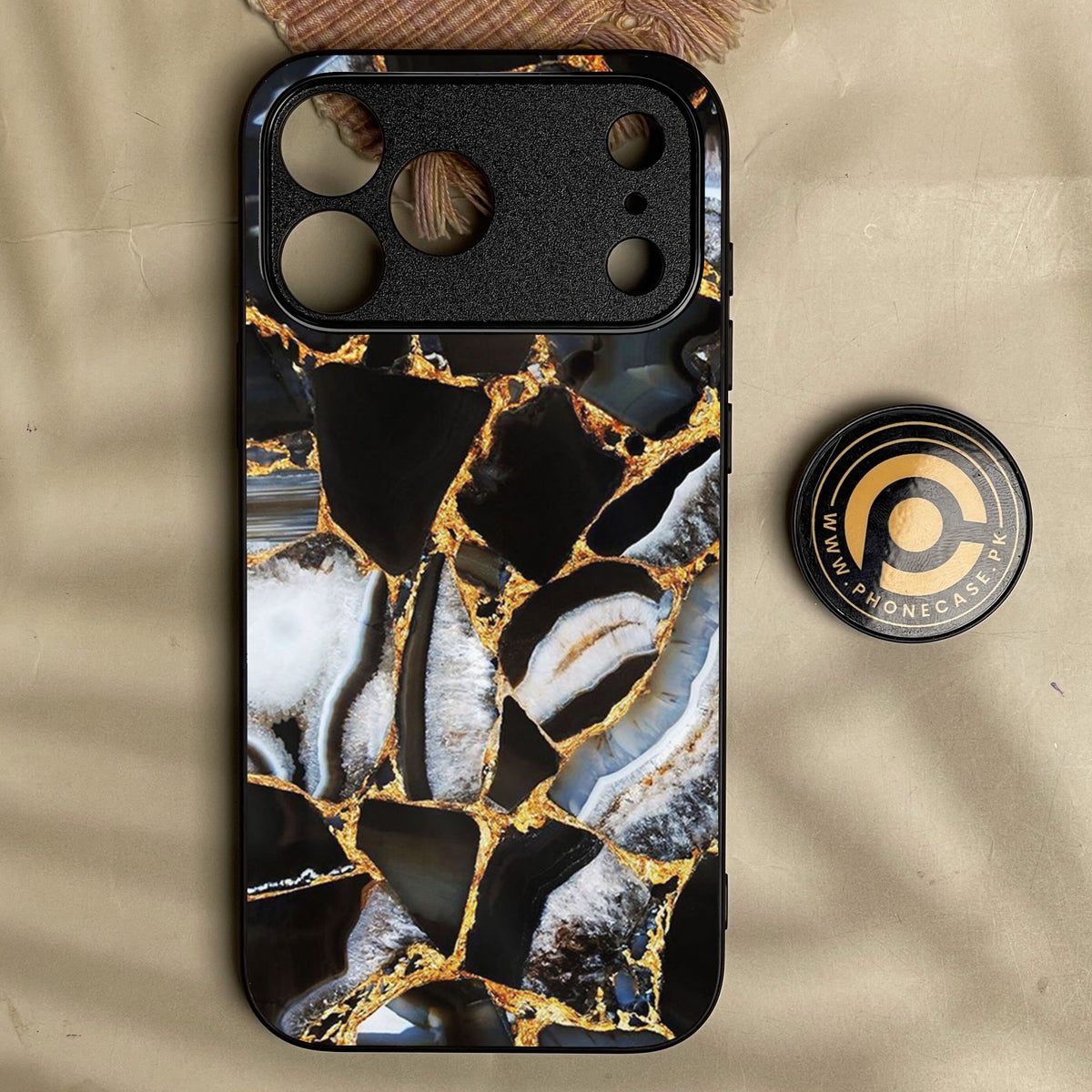 Iphone 18 Pro Max - Black Marble Design 5 - Premium Metal Printed Soft Bumper Shock Proof Case