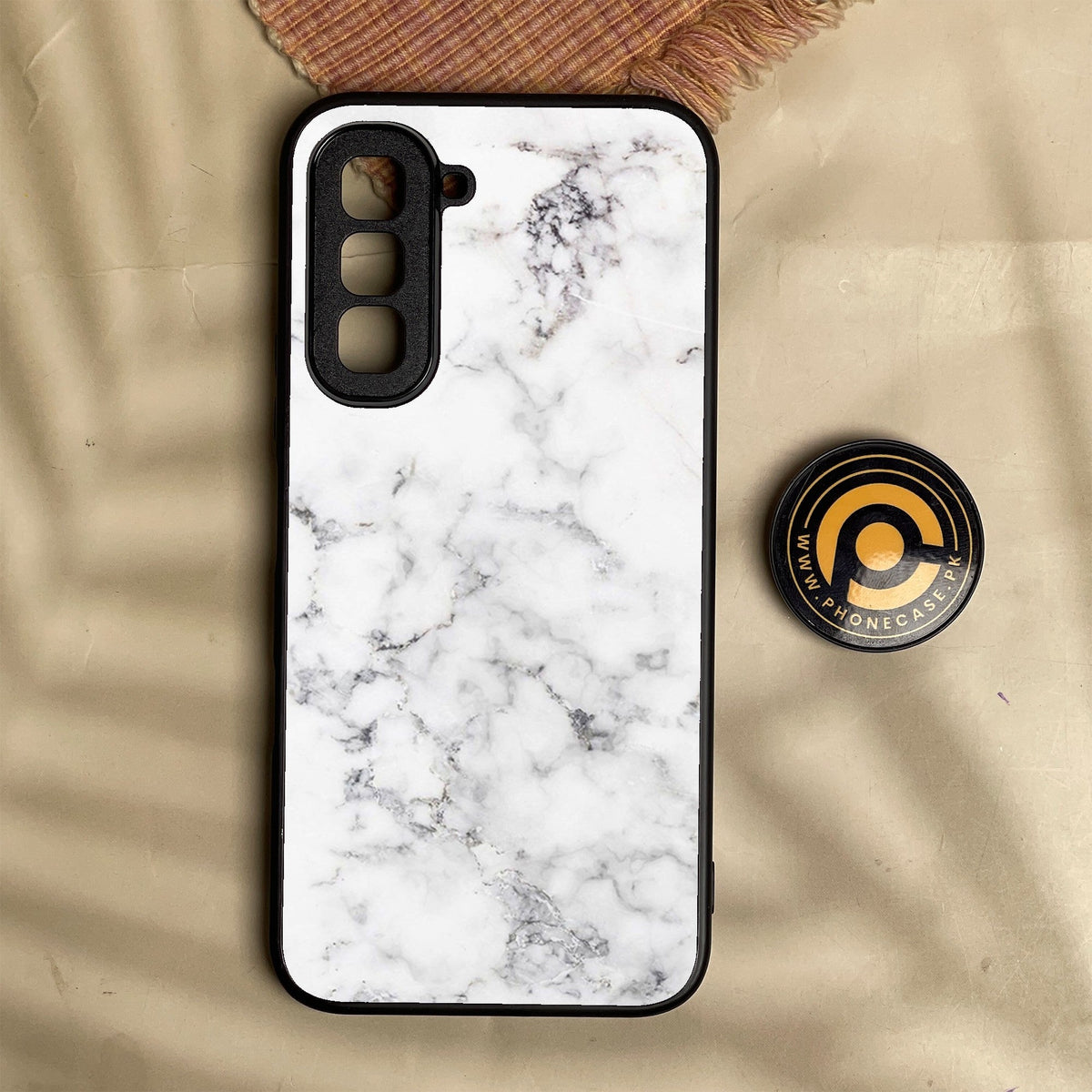 Infinix Hot 70 - White Design 10 - Premium Metal Printed Soft Bumper Shock Proof Case