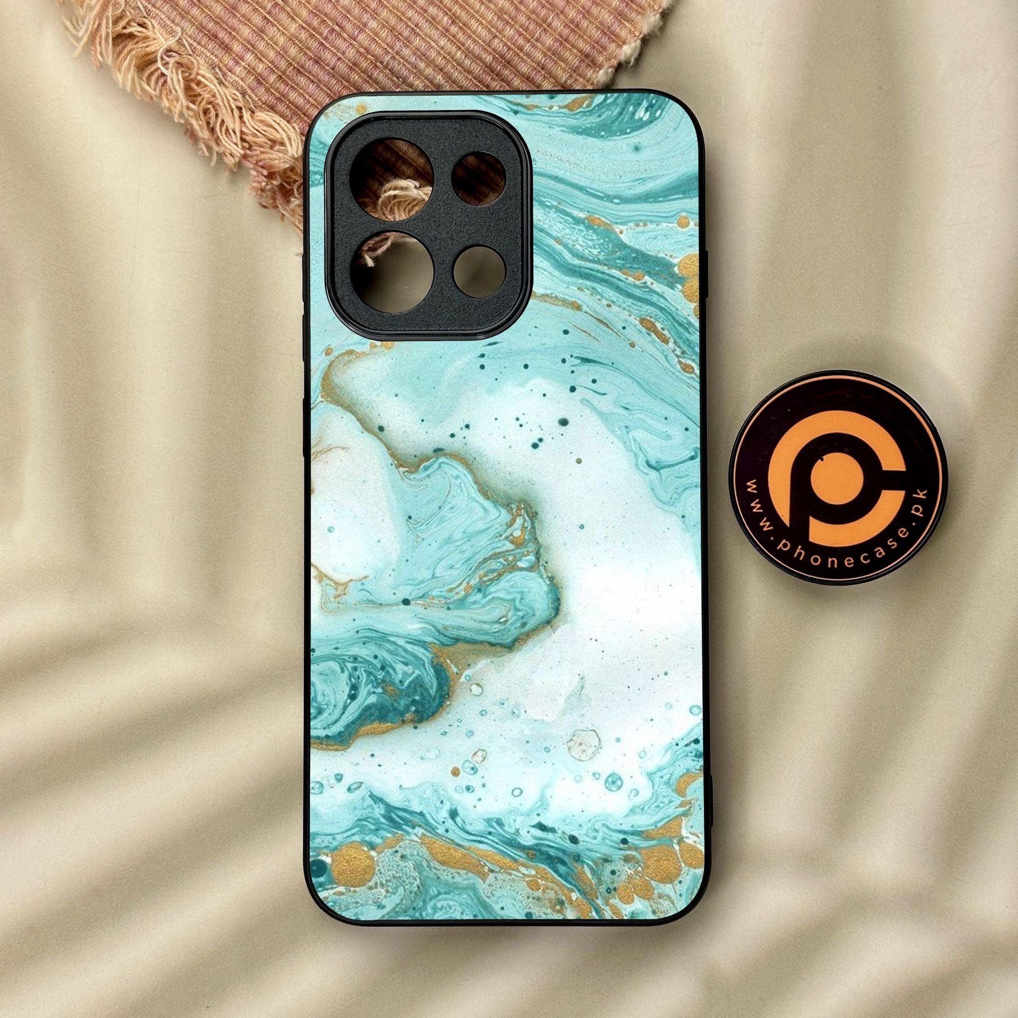 OnePlus 13s - Aqua Blue Marble Design - Premium Metal Printed Soft Bumper Shock Proof Case
