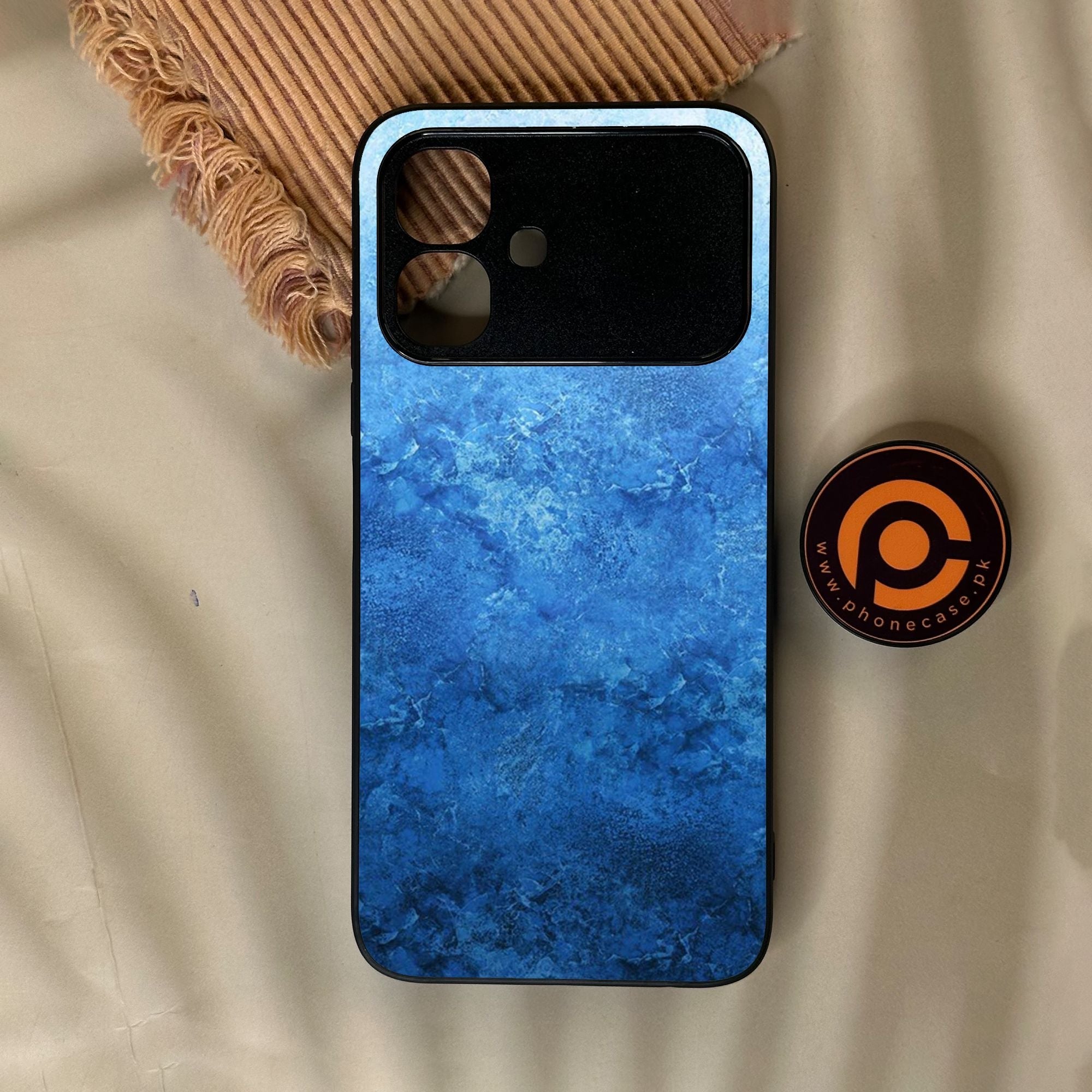 Infinix Smart 20 - Blue Marble Design 2 - Premium Metal Printed Soft Bumper Shock Proof Case