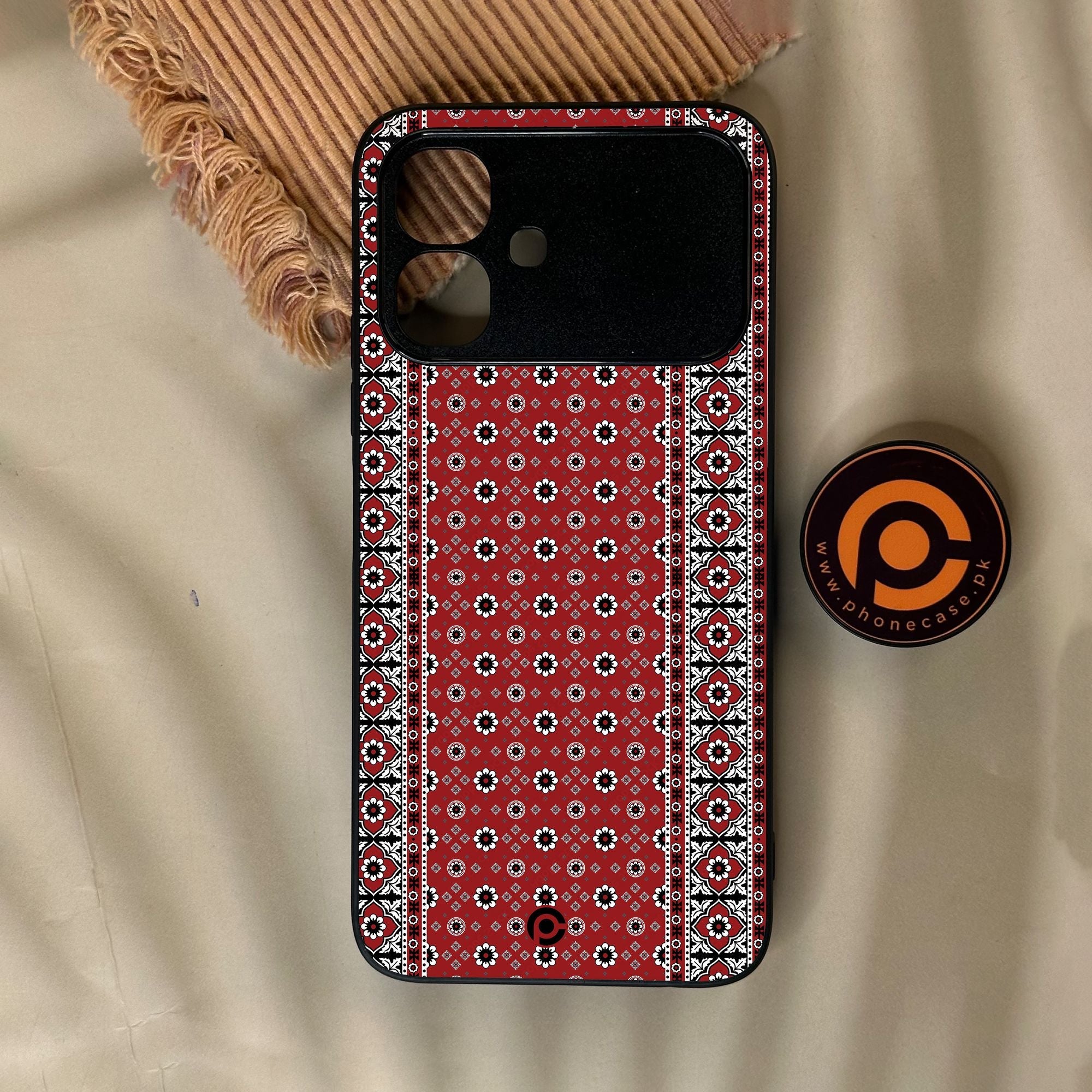 Infinix Smart 20 - Ajrak Design 12 - Premium Metal Printed Soft Bumper Shock Proof Case