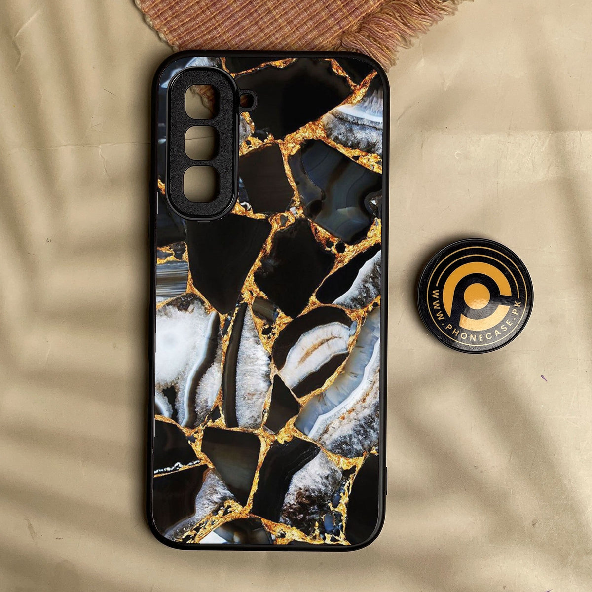 Infinix Hot 70 - Black Marble Design 5 - Premium Metal Printed Soft Bumper Shock Proof Case