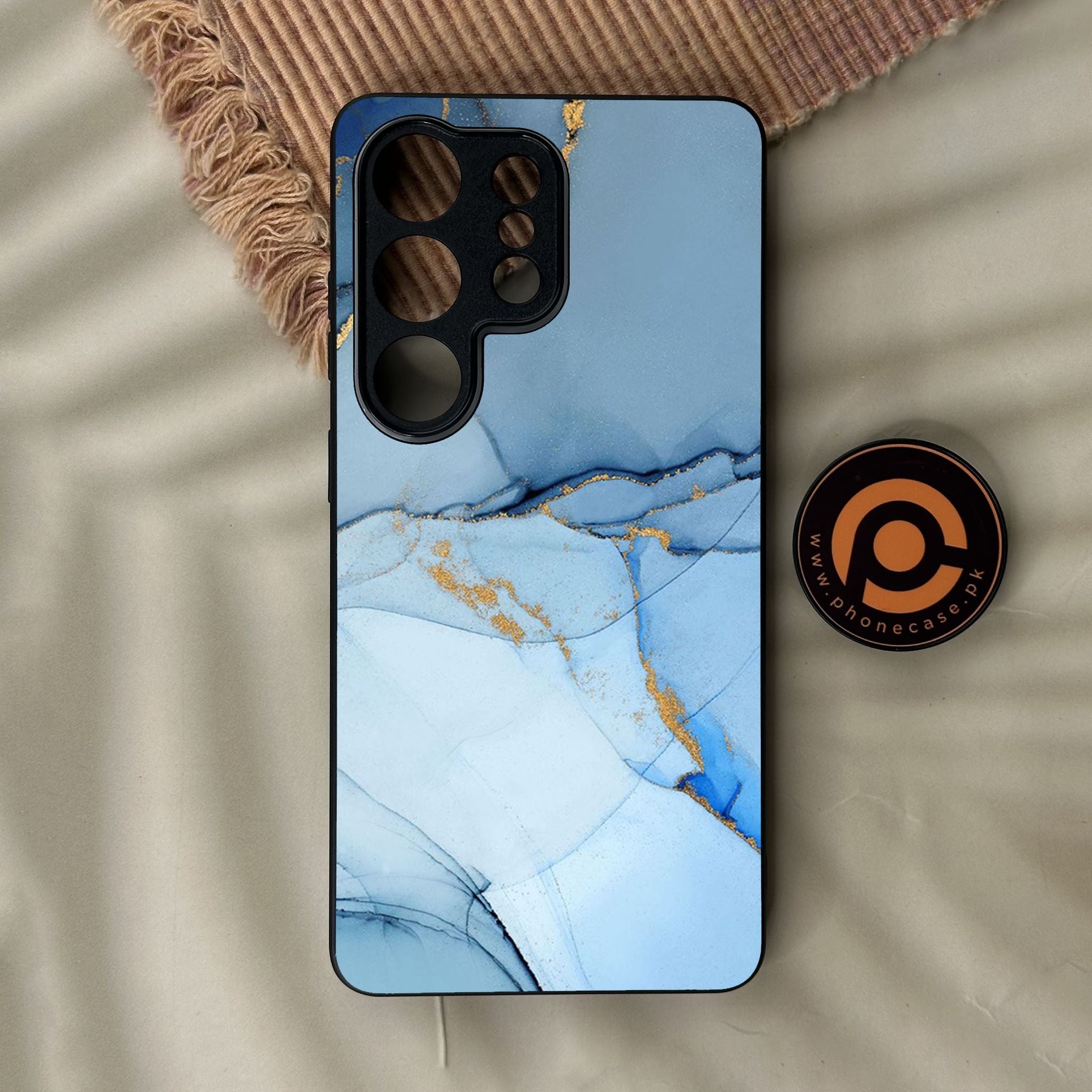 Galaxy S26 Ultra - Blue Marble Design 8 - Premium Metal Printed Soft Bumper Shock Proof Case