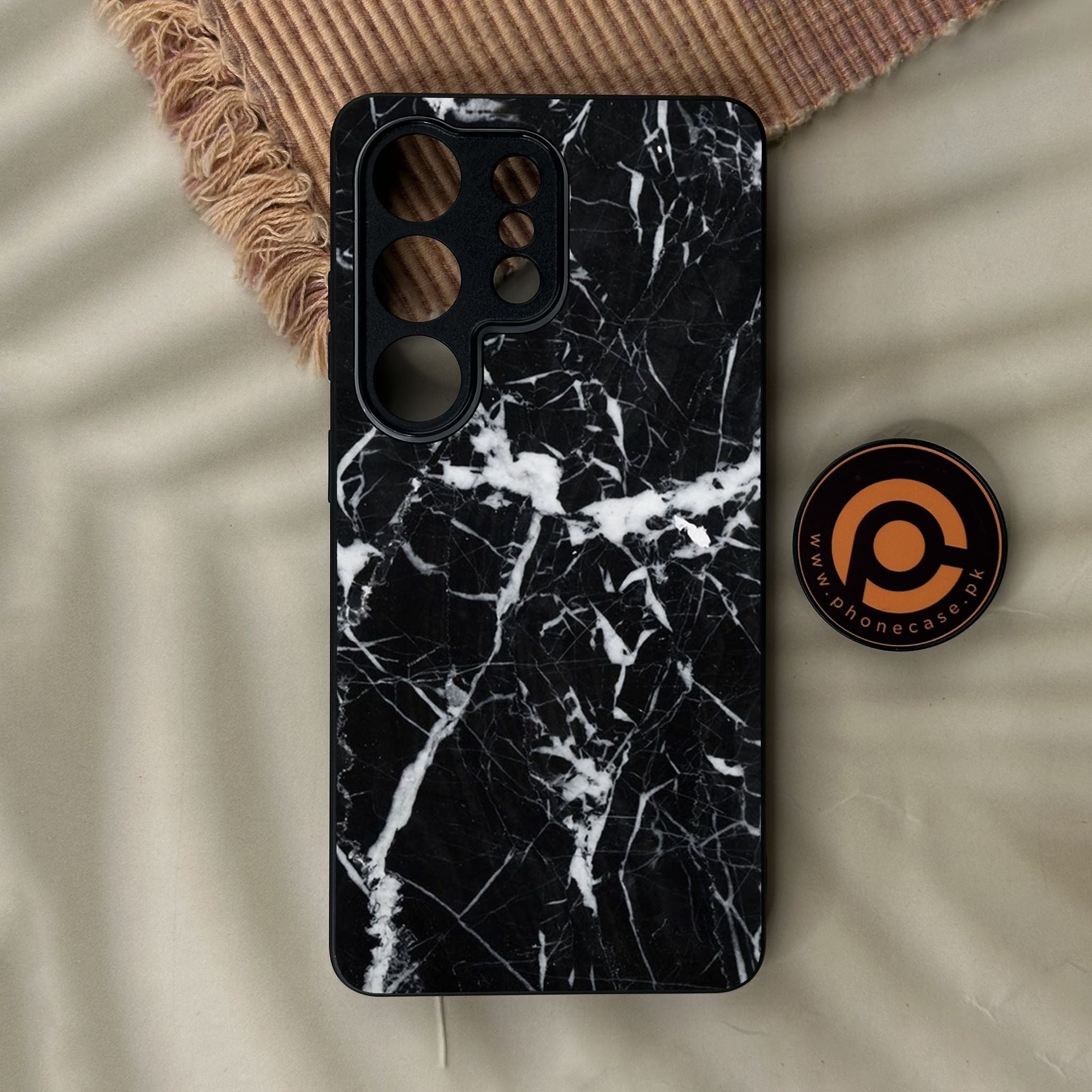 Galaxy S26 Ultra - Black Marble Design 6 - Premium Metal Printed Soft Bumper Shock Proof Case