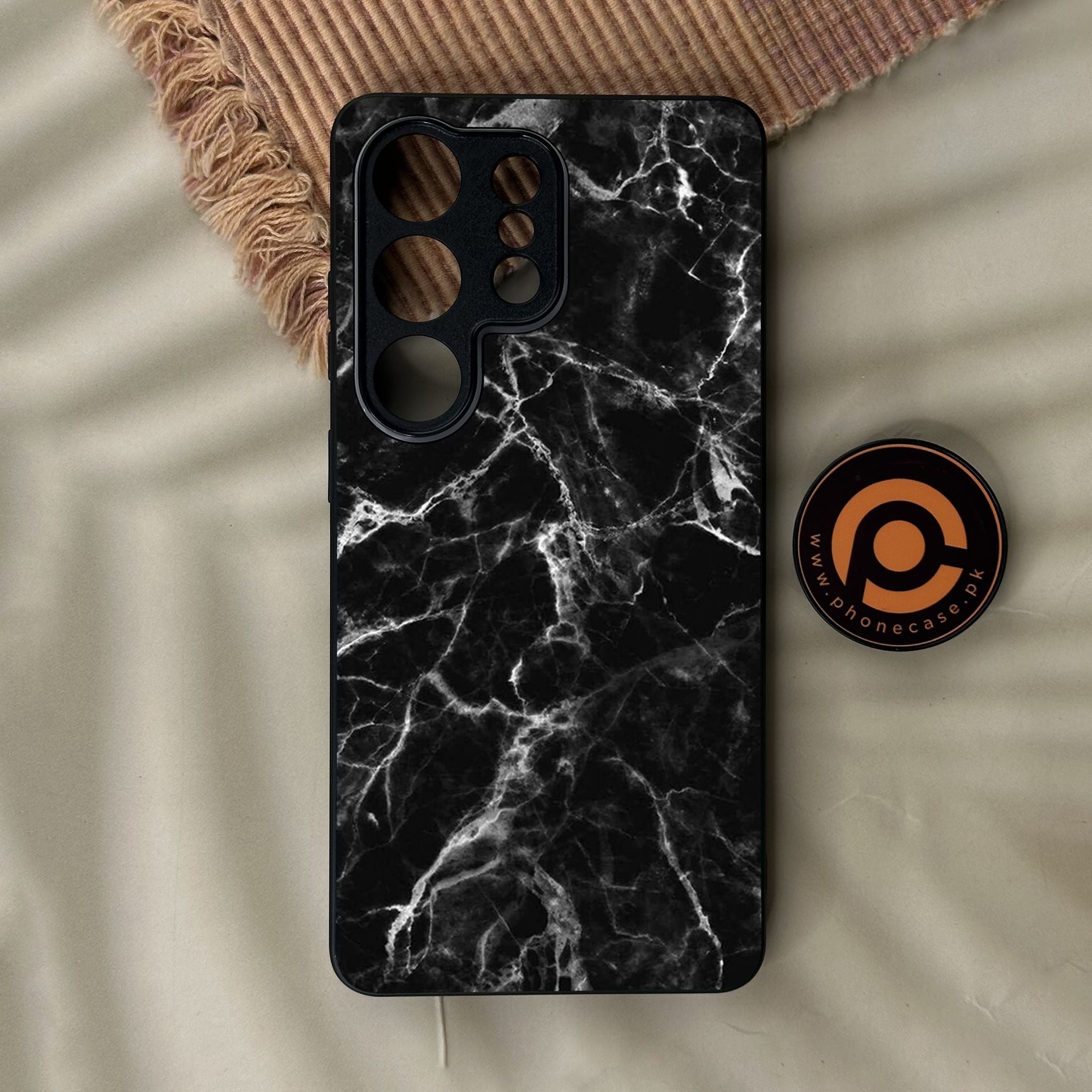 Galaxy S26 Ultra - Black Marble Design 4 - Premium Metal Printed Soft Bumper Shock Proof Case