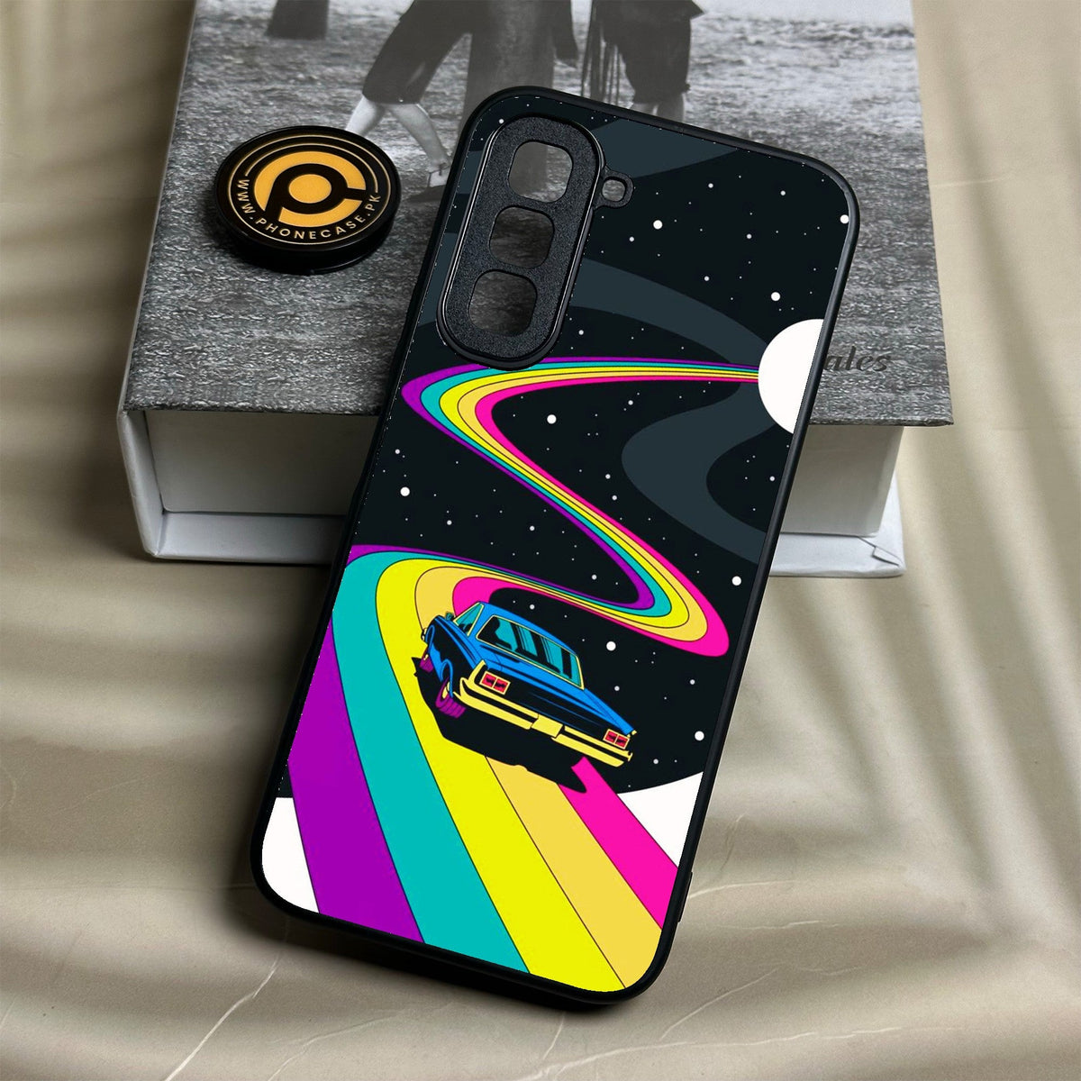 Infinix Hot 70 - Drive To The Moon - Premium Metal Printed Soft Bumper Shock Proof Case