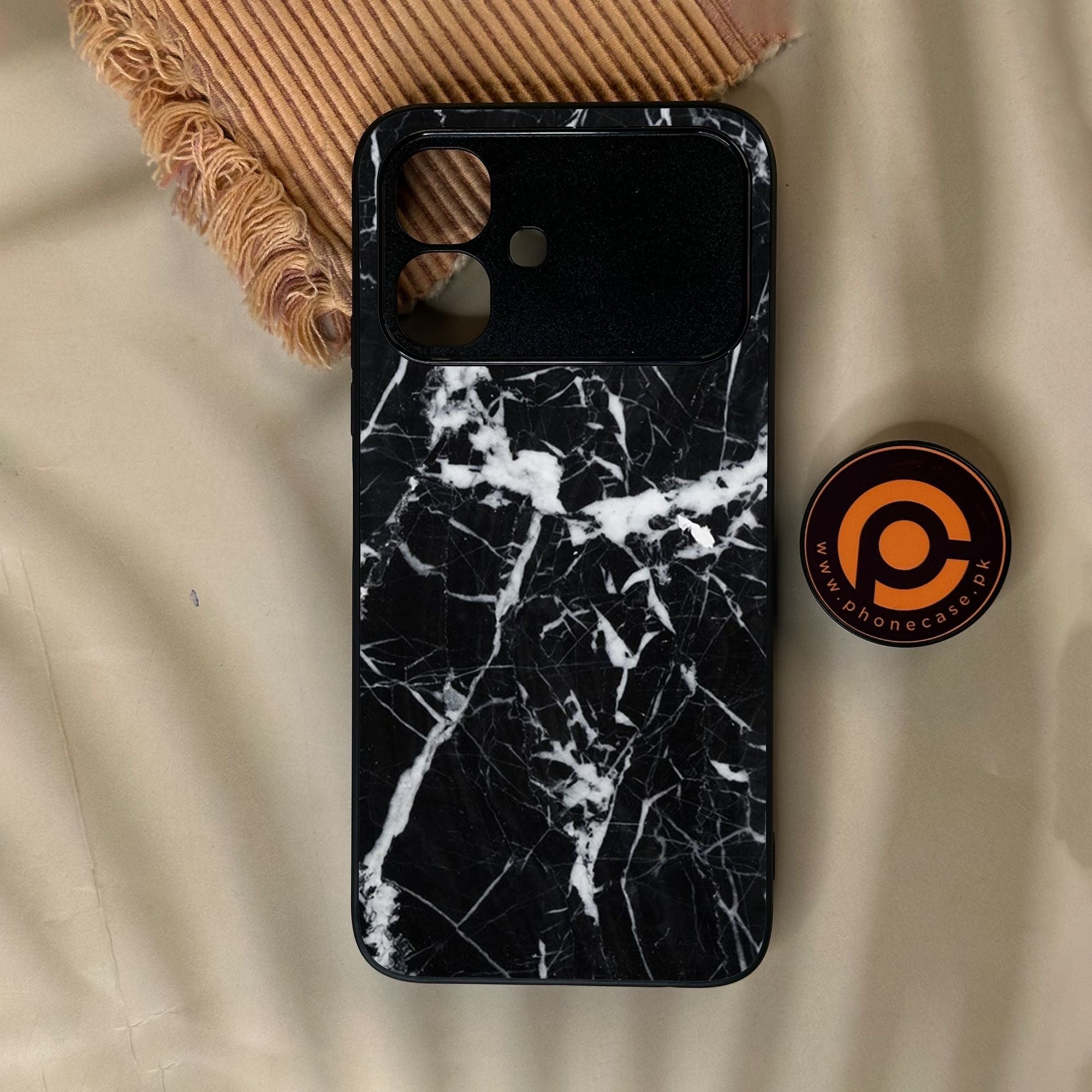 Infinix Smart 20 - Black Marble Design 6 - Premium Metal Printed Soft Bumper Shock Proof Case