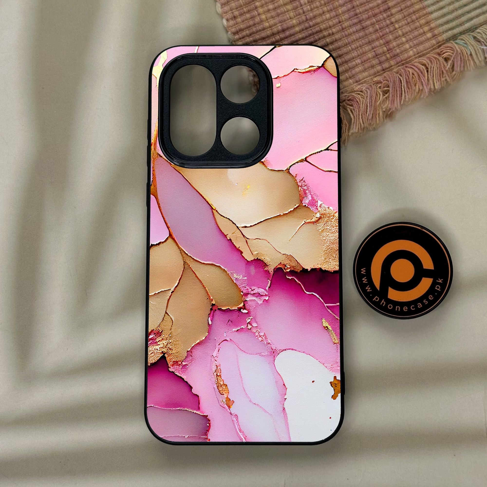 OnePlus 15 - Pink Marble 2.0 Design 4 - Premium Metal Printed Soft Bumper Shock Proof Case