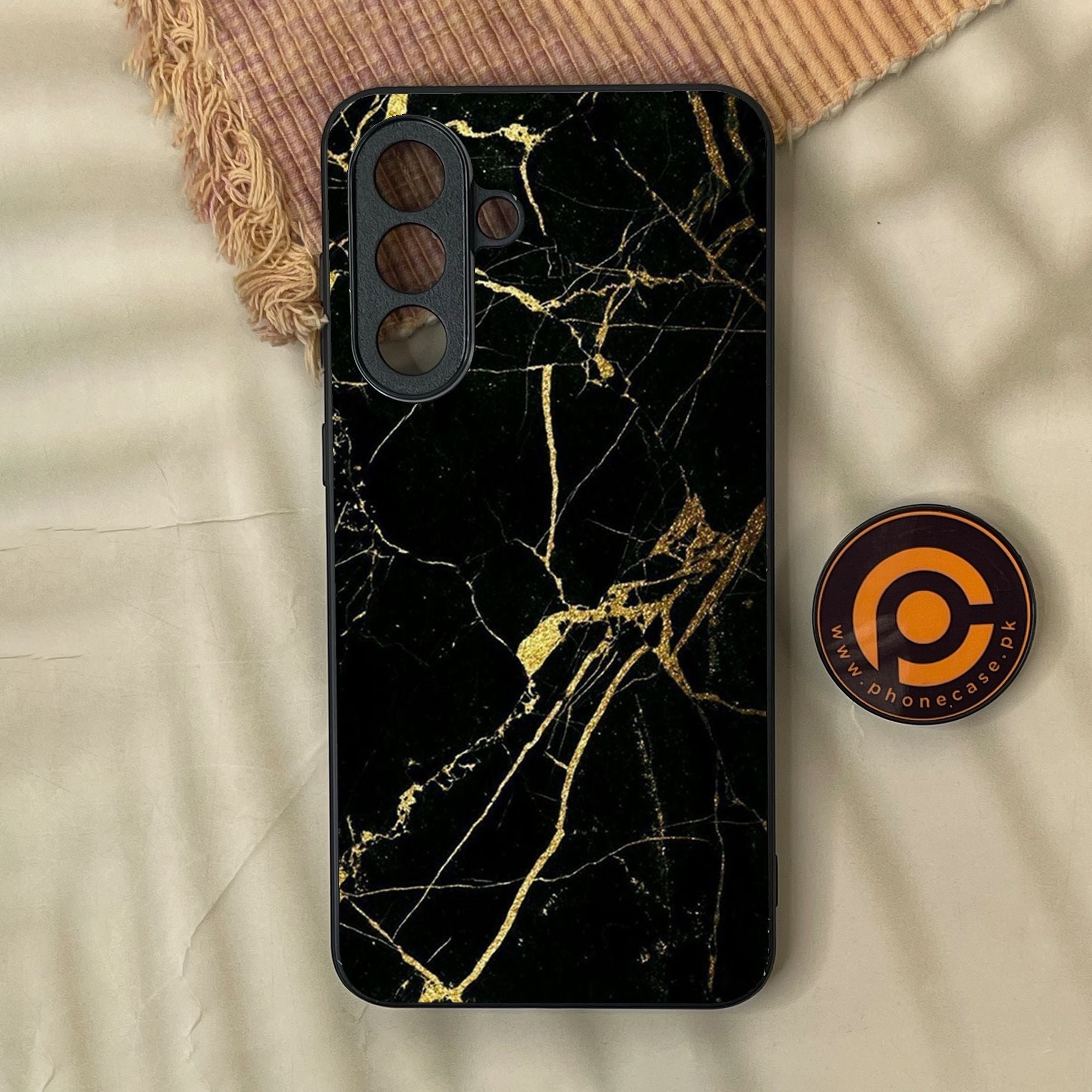 Samsung Galaxy A57 - Black Marble Design 3 - Premium Metal Printed Soft Bumper Shock Proof Case