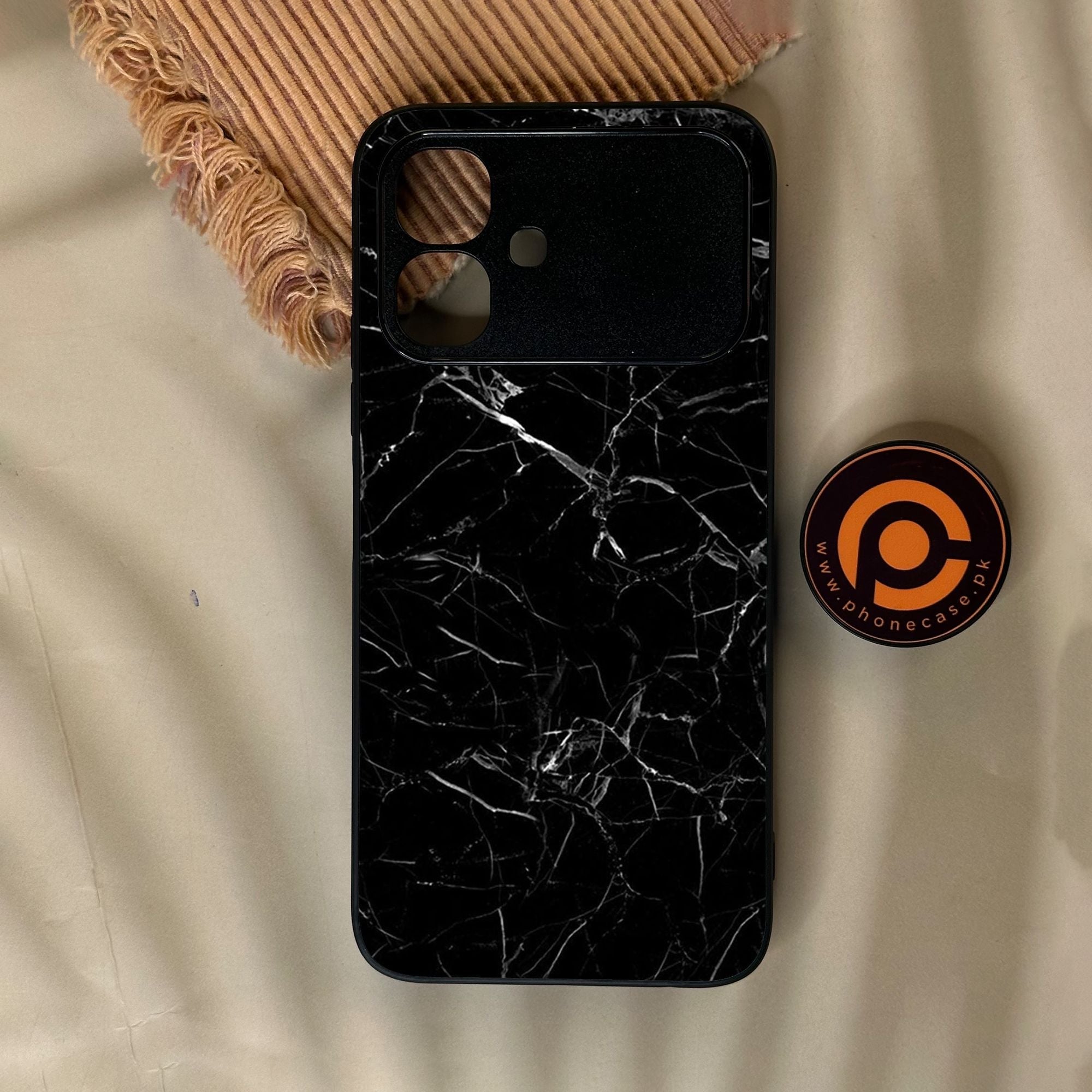 Infinix Smart 20 - Black Marble Design 1 - Premium Metal Printed Soft Bumper Shock Proof Case