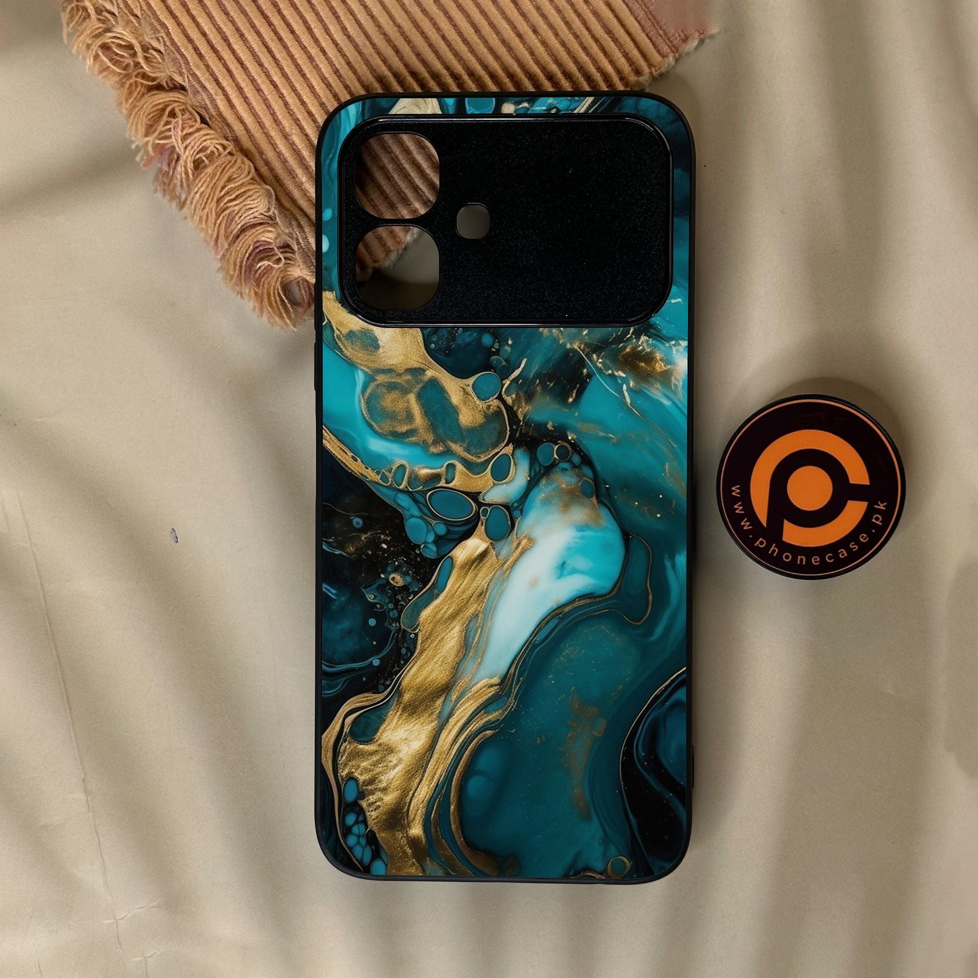 Infinix Smart 20 - Liquid Marble Design 3 - Premium Metal Printed Soft Bumper Shock Proof Case