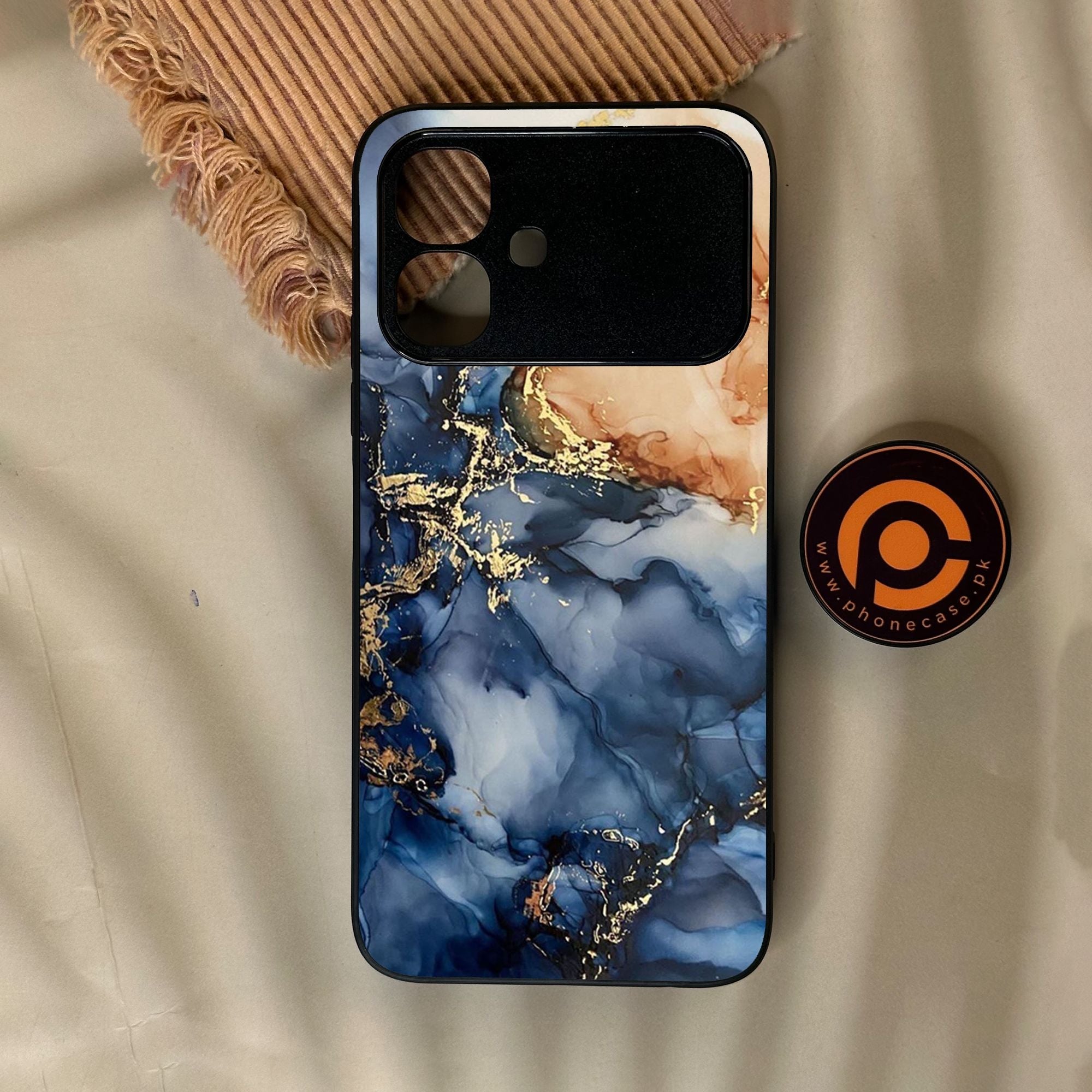 Infinix Smart 20 - Blue Marble Design 9 - Premium Metal Printed Soft Bumper Shock Proof Case