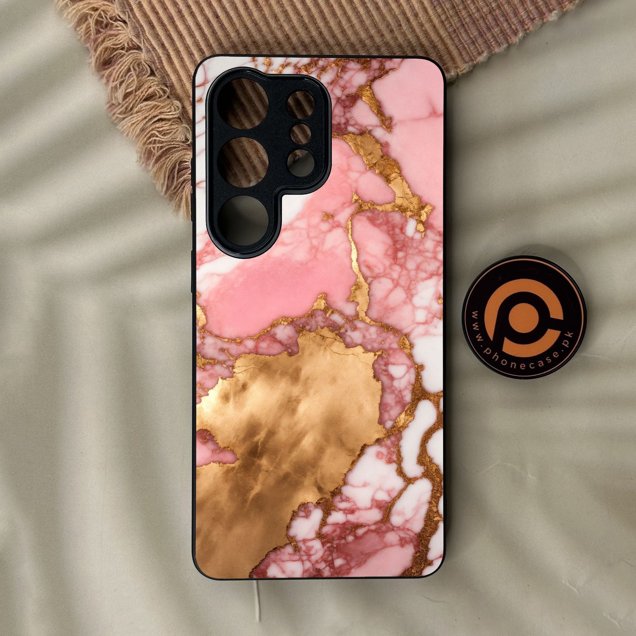 Galaxy S26 Ultra - Pink Marble 2.0 Design 7 - Premium Metal Printed Soft Bumper Shock Proof Case