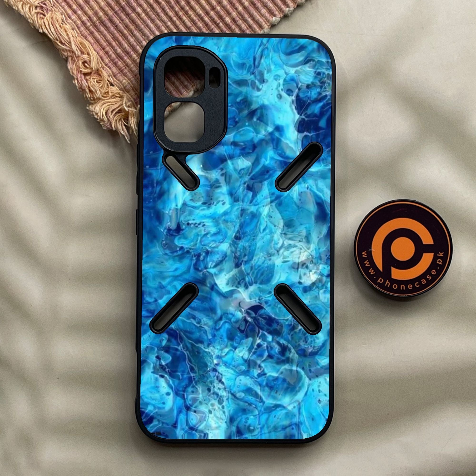 Infinix GT 50 Pro - Blue Marble Design 6 - Premium Metal Printed Soft Bumper Shock Proof Case