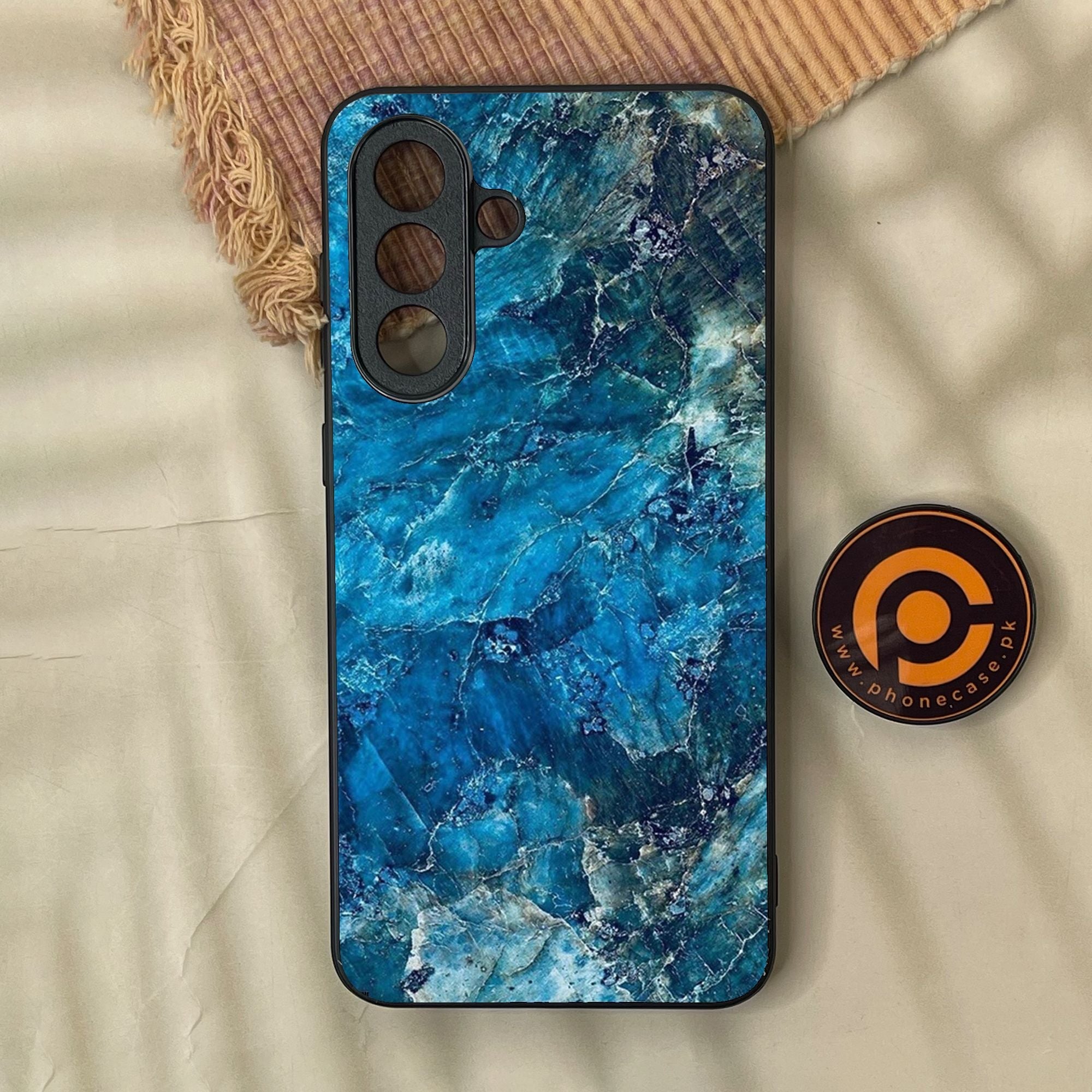 Samsung Galaxy A37 - Blue Marble Design 10 - Premium Metal Printed Soft Bumper Shock Proof Case