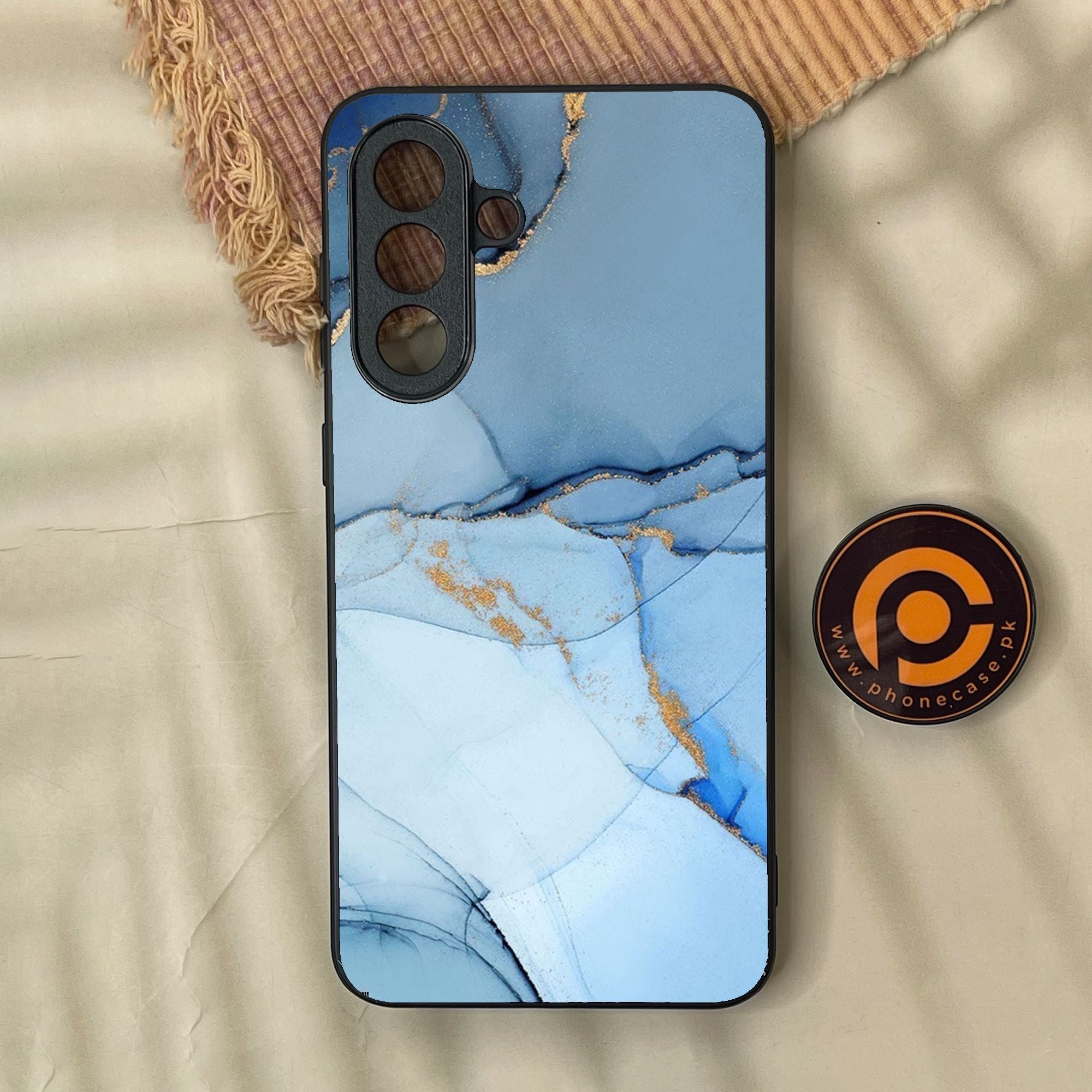 Samsung Galaxy A37 - Blue Marble Design 8 - Premium Metal Printed Soft Bumper Shock Proof Case