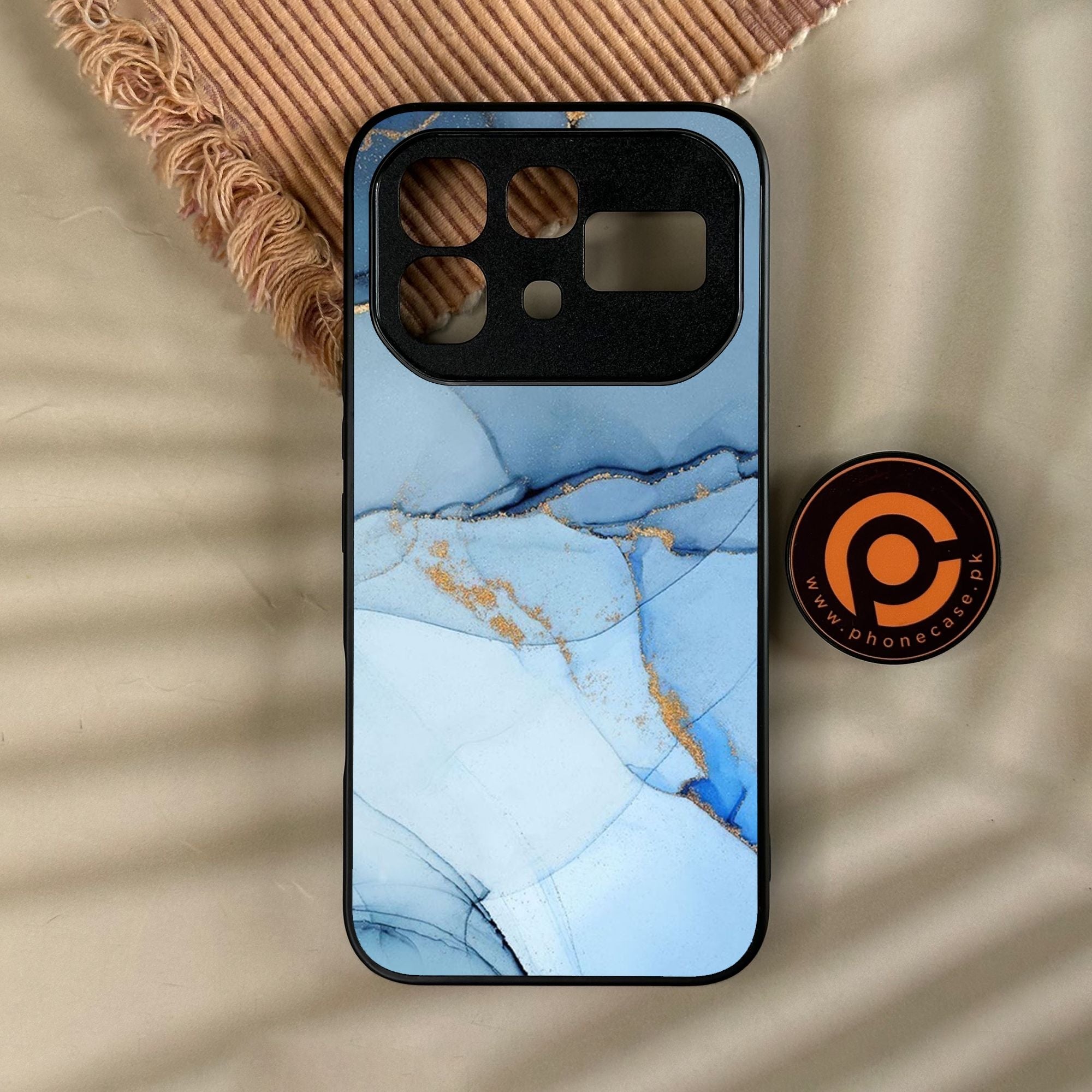 Infinix Note 60 Pro - Blue Marble Design 8 - Premium Metal Printed Soft Bumper Shock Proof Case