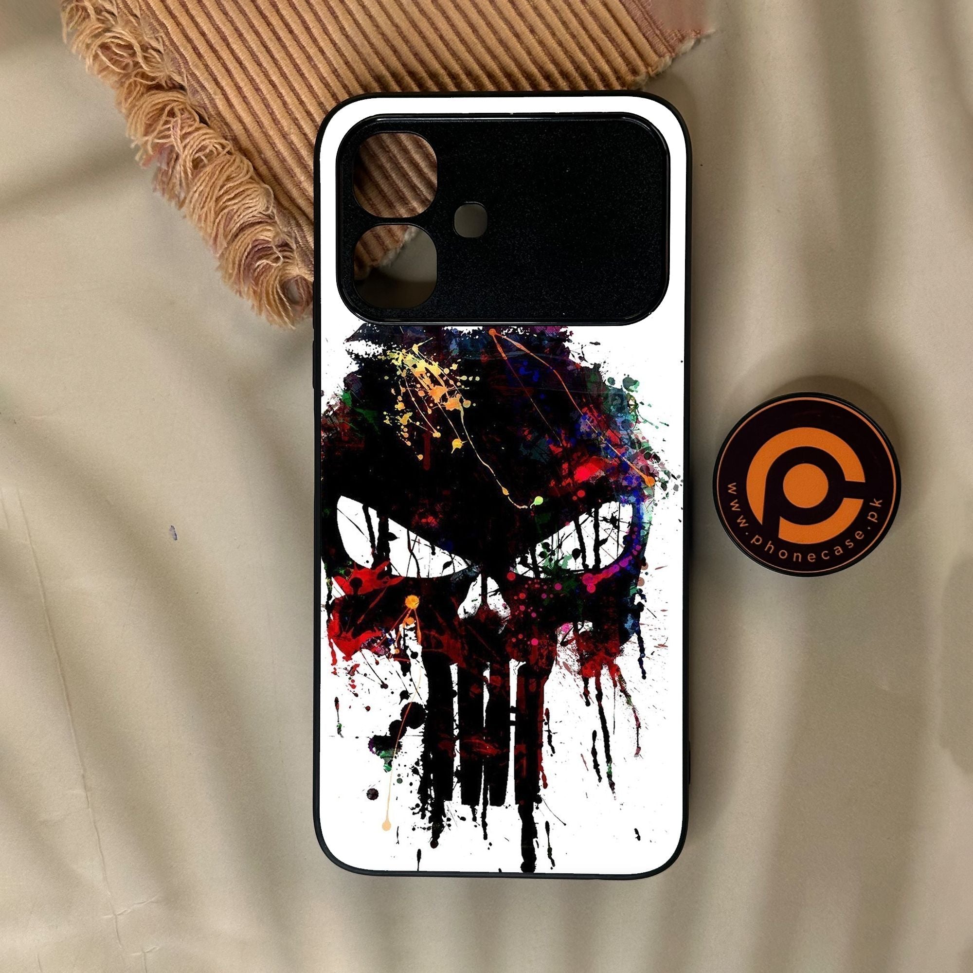 Infinix Smart 20 - Punisher Skull Design - Premium Metal Printed Soft Bumper Shock Proof Case