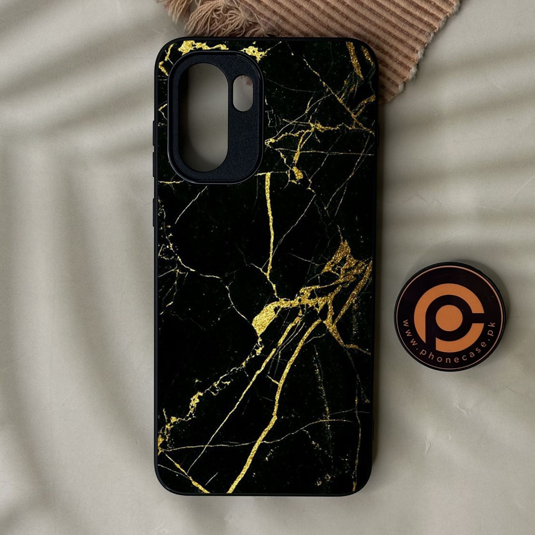 OnePlus 15R - Black Marble Design 3 - Premium Metal Printed Soft Bumper Shock Proof Case