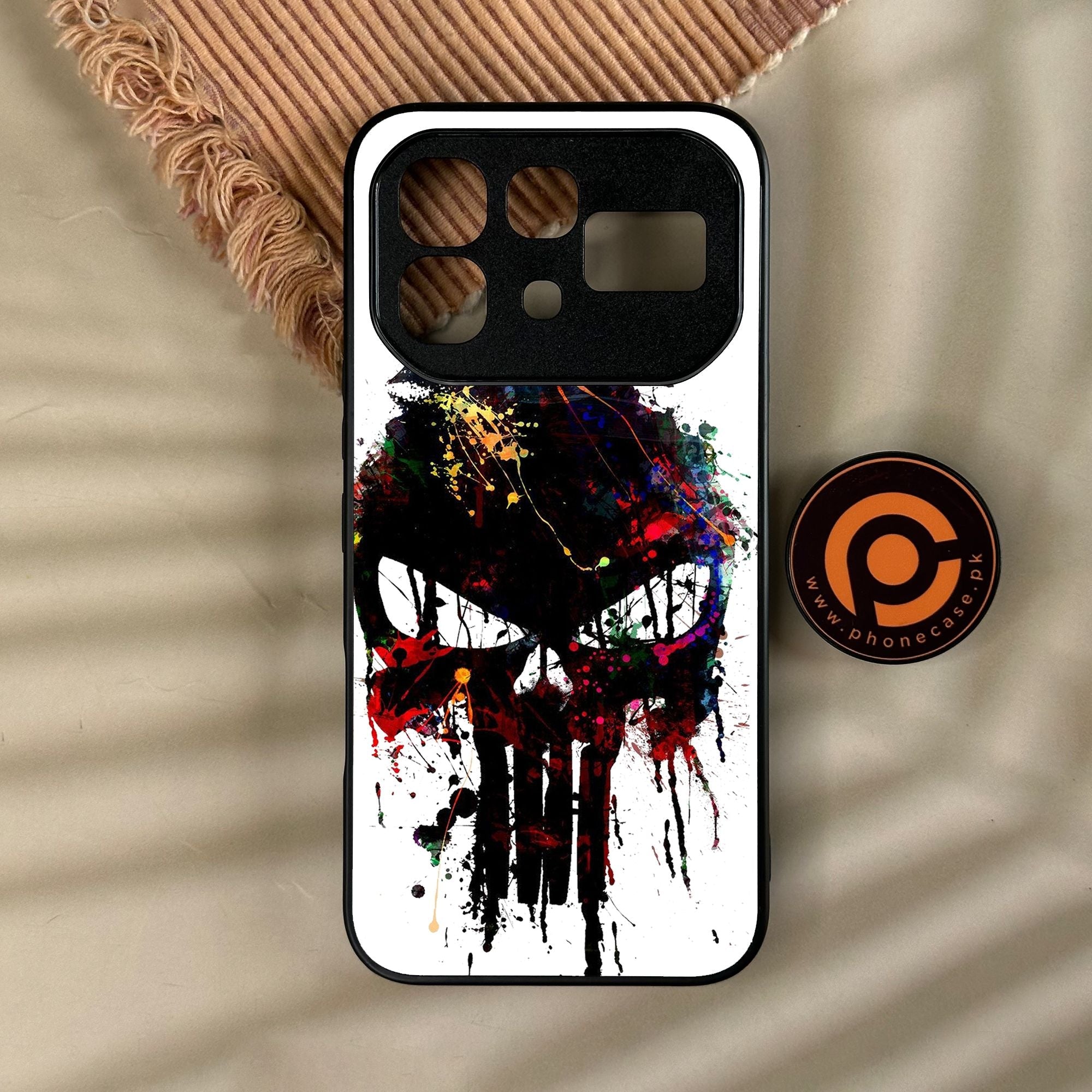 Infinix Note 60 - Punisher Skull Design - Premium Metal Printed Soft Bumper Shock Proof Case