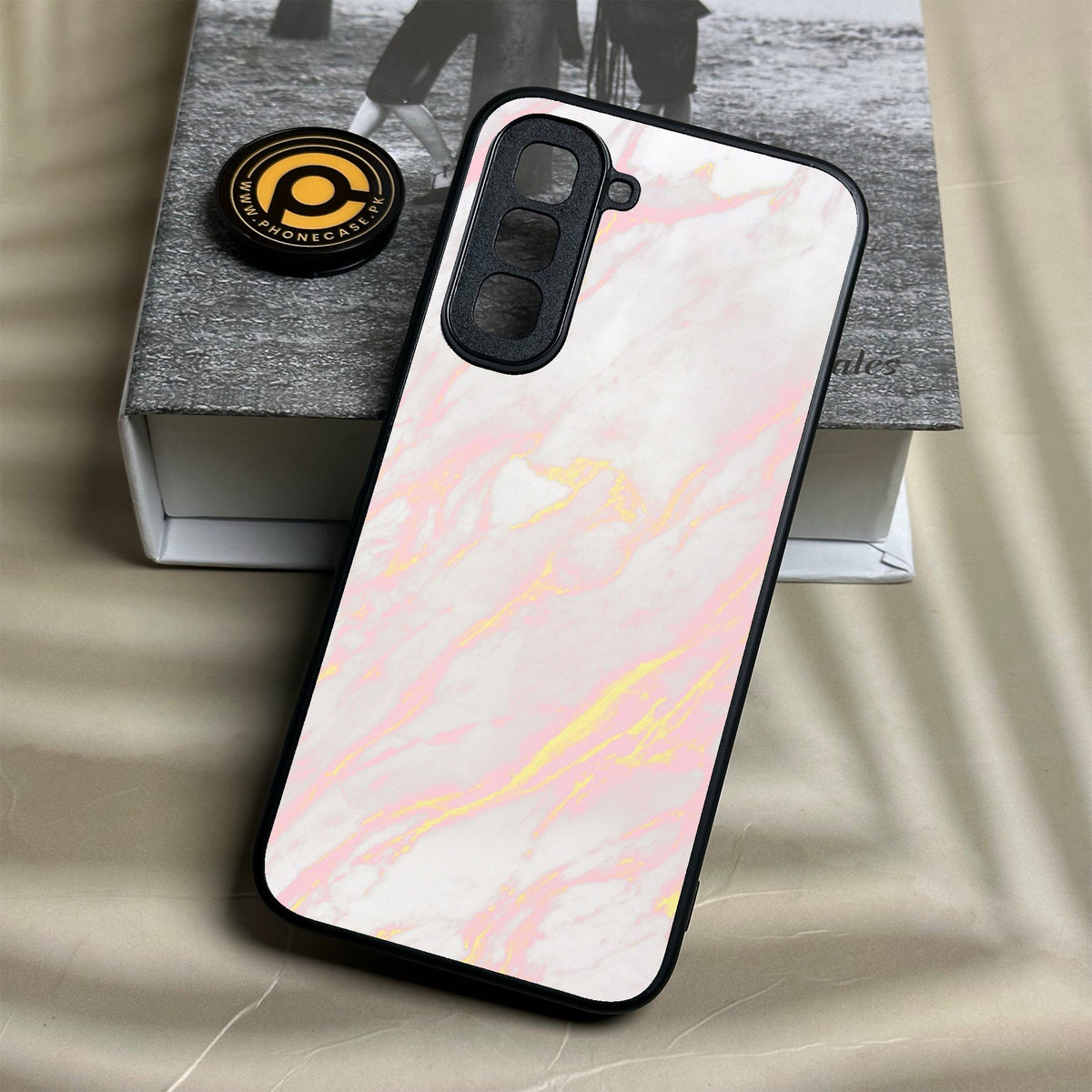 Infinix Hot 70 - Pink Design 7 - Premium Metal Printed Soft Bumper Shock Proof Case