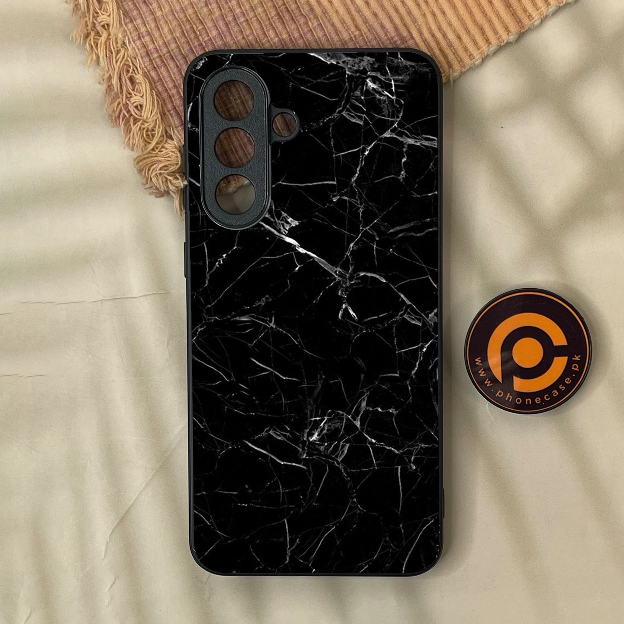 Samsung Galaxy A37 - Black Marble Design 1 - Premium Metal Printed Soft Bumper Shock Proof Case