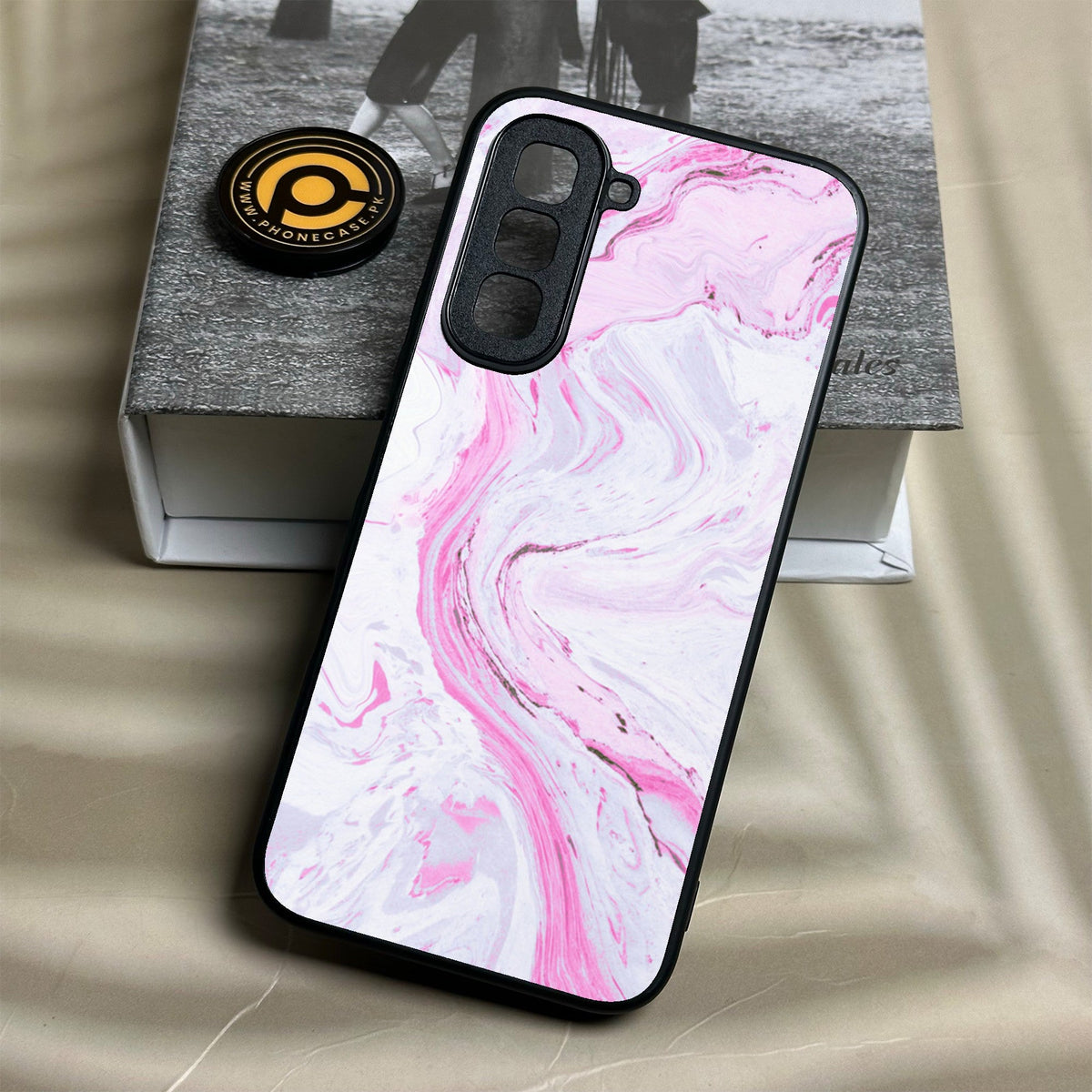 Infinix Hot 70 - Pink Design 1 - Premium Metal Printed Soft Bumper Shock Proof Case