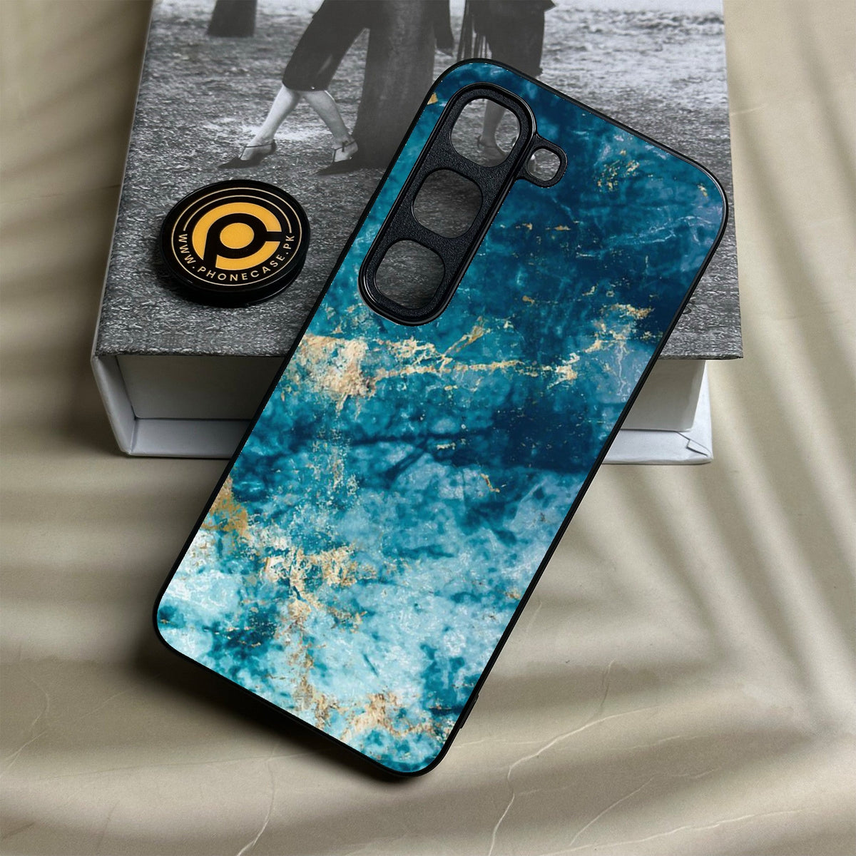 Infinix Hot 70 Pro - Blue Marble Design 4 - Premium Metal Printed Soft Bumper Shock Proof Case