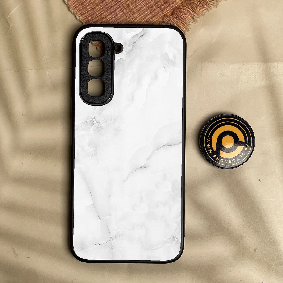 Infinix Hot 70 - White Design 5 - Premium Metal Printed Soft Bumper Shock Proof Case