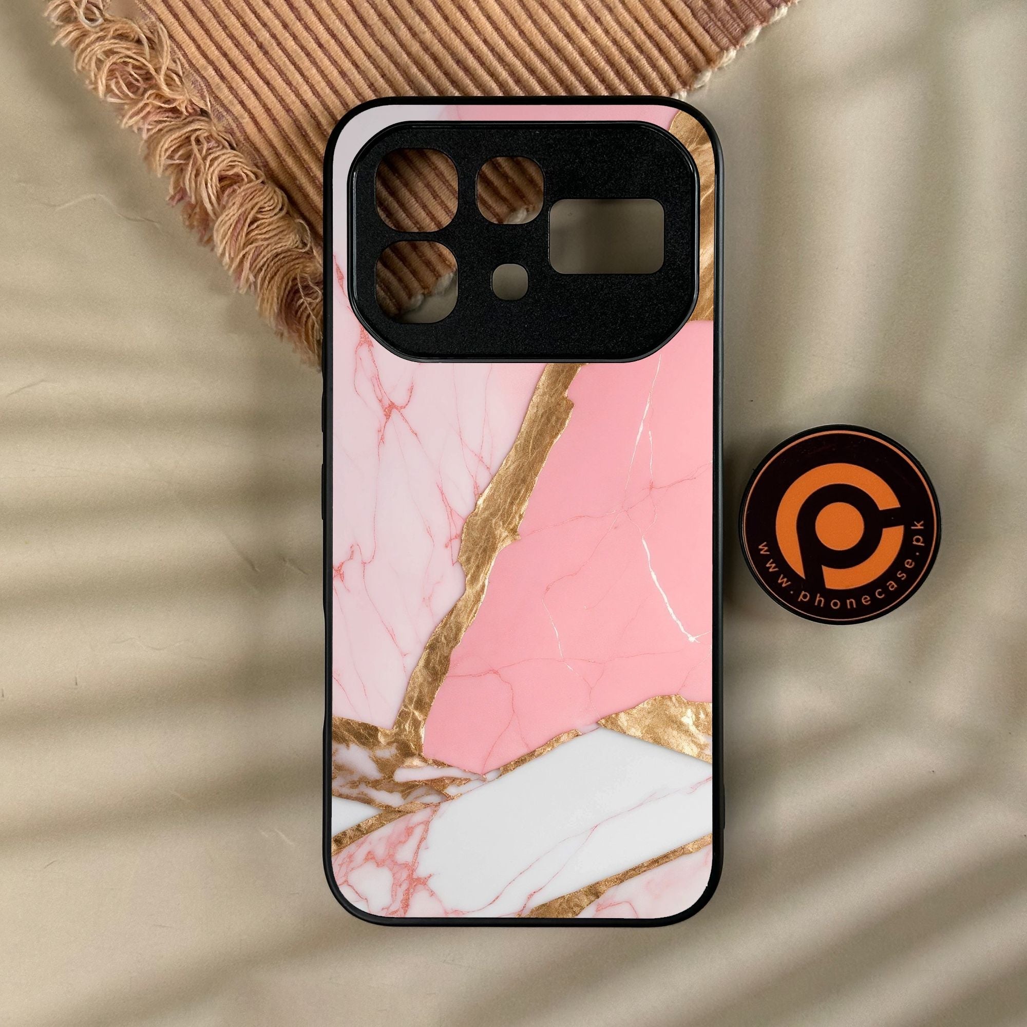 Infinix Note 60 - Pink Marble 2.0 Design 2 - Premium Metal Printed Soft Bumper Shock Proof Case