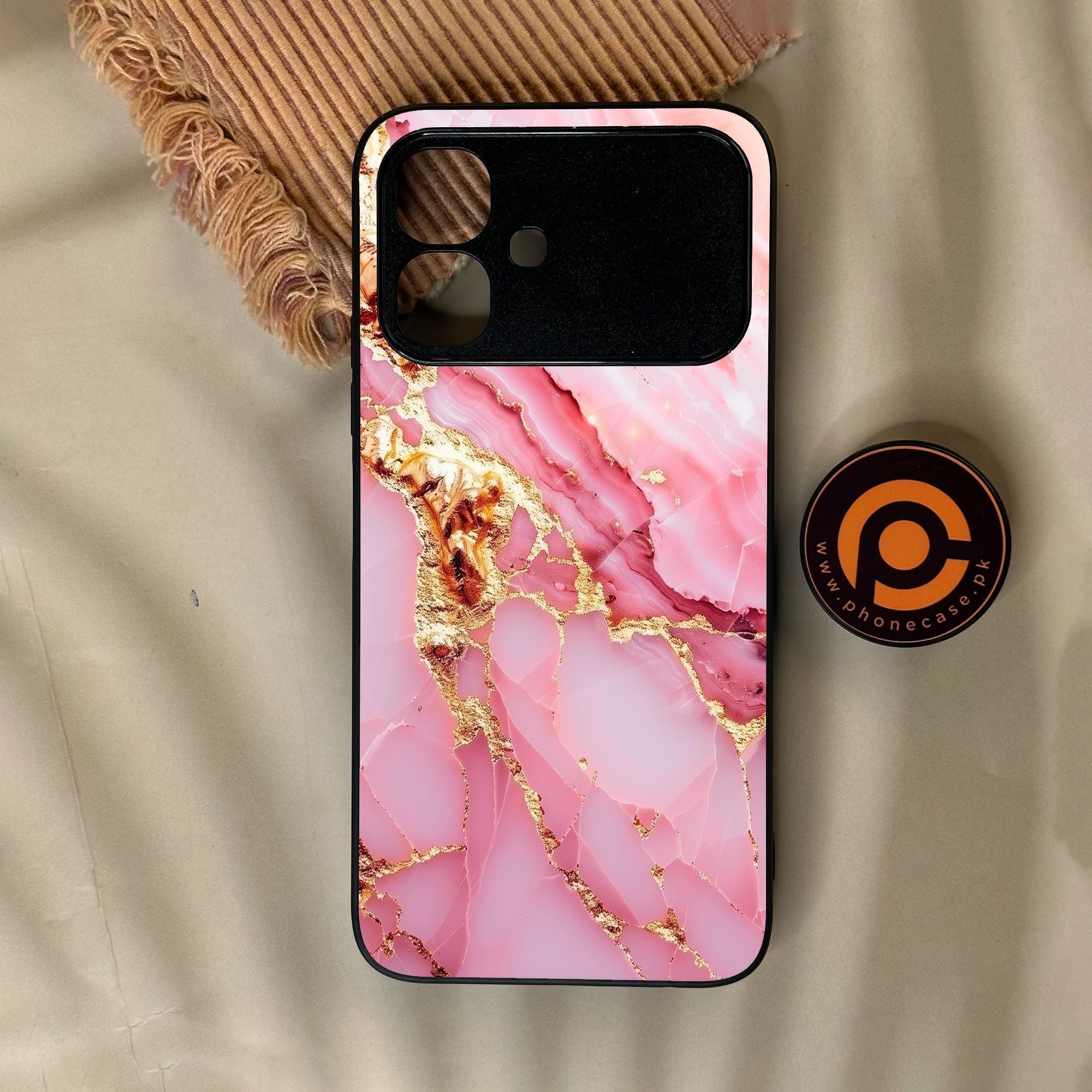 Infinix Smart 20 - Pink Marble 2.0 Design 6 - Premium Metal Printed Soft Bumper Shock Proof Case