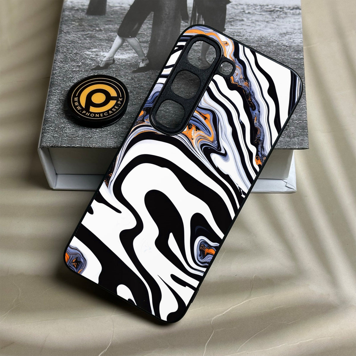 Infinix Hot 70 Pro - Liquid Marble Design 10 - Premium Metal Printed Soft Bumper Shock Proof Case