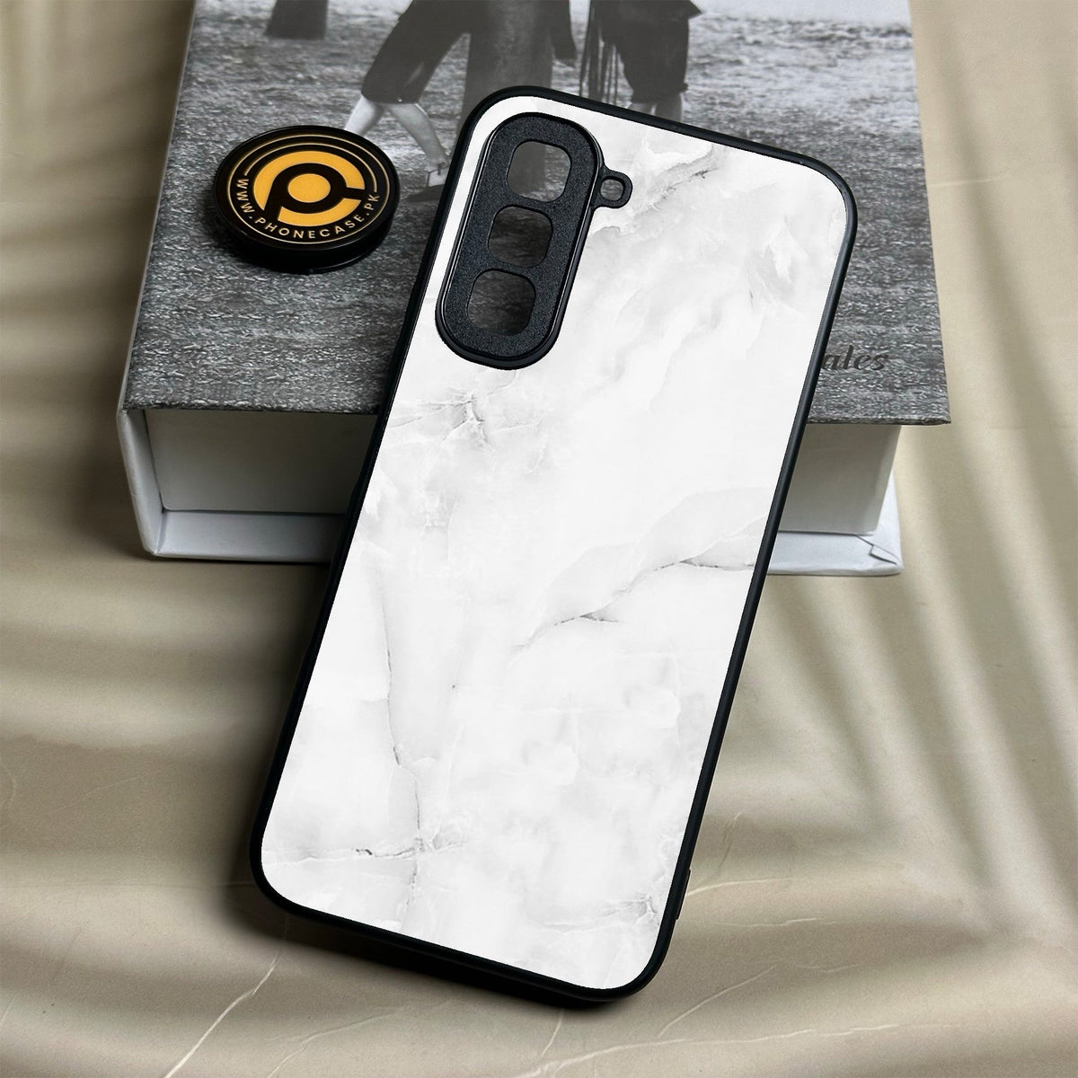 Infinix Hot 70 - White Design 5 - Premium Metal Printed Soft Bumper Shock Proof Case