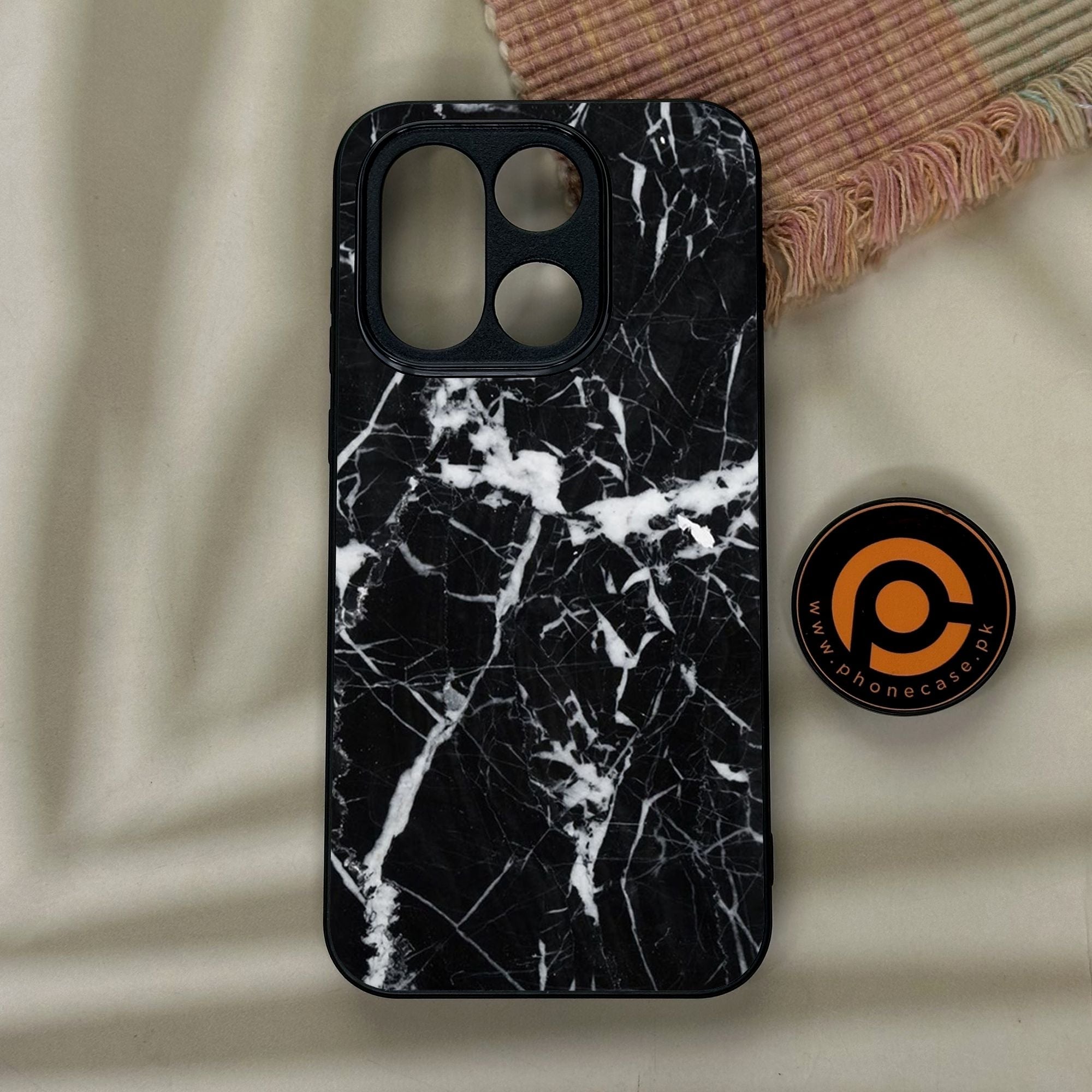 OnePlus 15 - Black Marble Design 6 - Premium Metal Printed Soft Bumper Shock Proof Case
