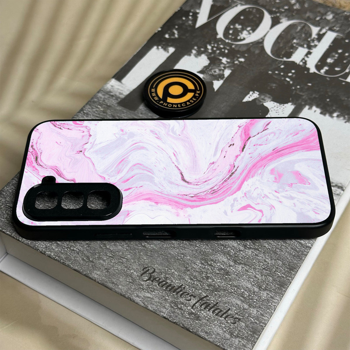Infinix Hot 70 - Pink Design 1 - Premium Metal Printed Soft Bumper Shock Proof Case