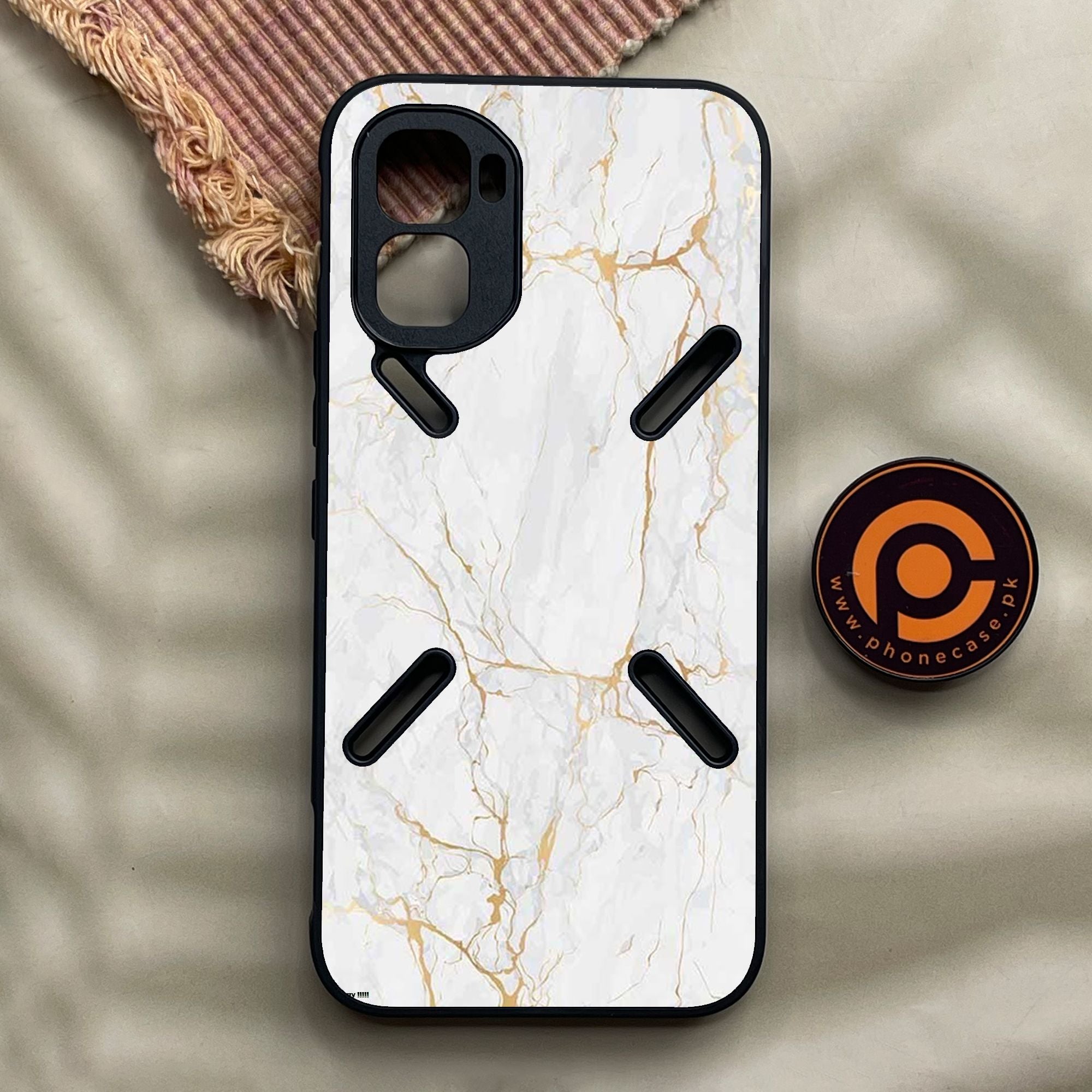 Infinix GT 50 Pro - White Design 8 - Premium Metal Printed Soft Bumper Shock Proof Case