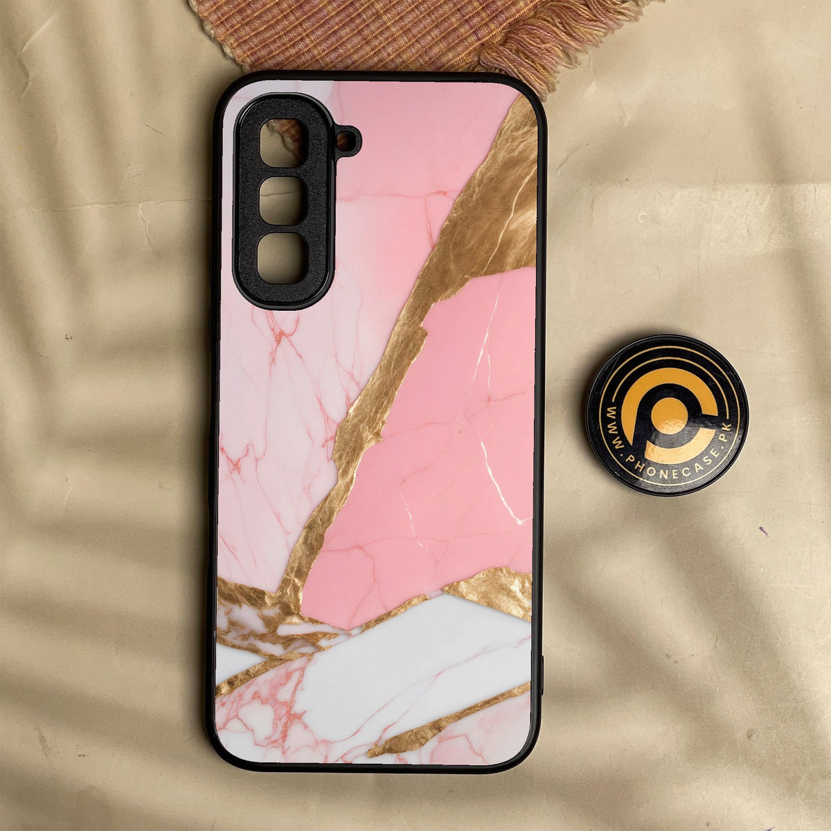 Infinix Hot 70 - Pink Marble 2.0 Design 2 - Premium Metal Printed Soft Bumper Shock Proof Case