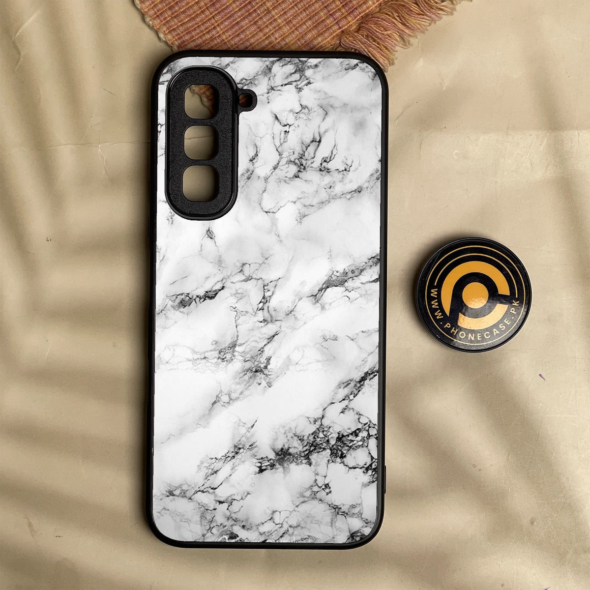 Infinix Hot 70 - White Design 7 - Premium Metal Printed Soft Bumper Shock Proof Case